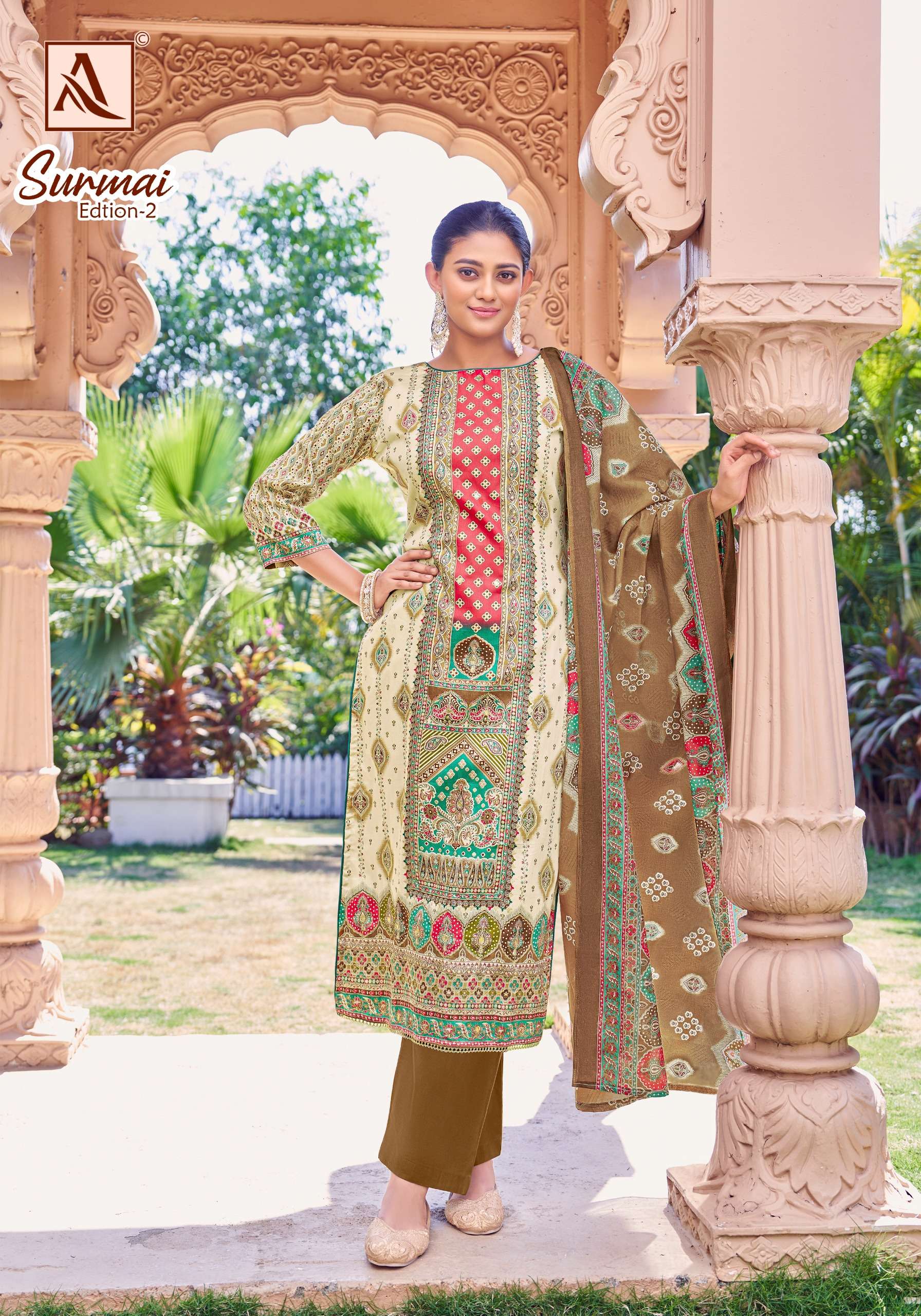 ALOK SUITS SURMAI EDITION 2 JAM COTTON PRINT WITH FANCY WORK SUIT