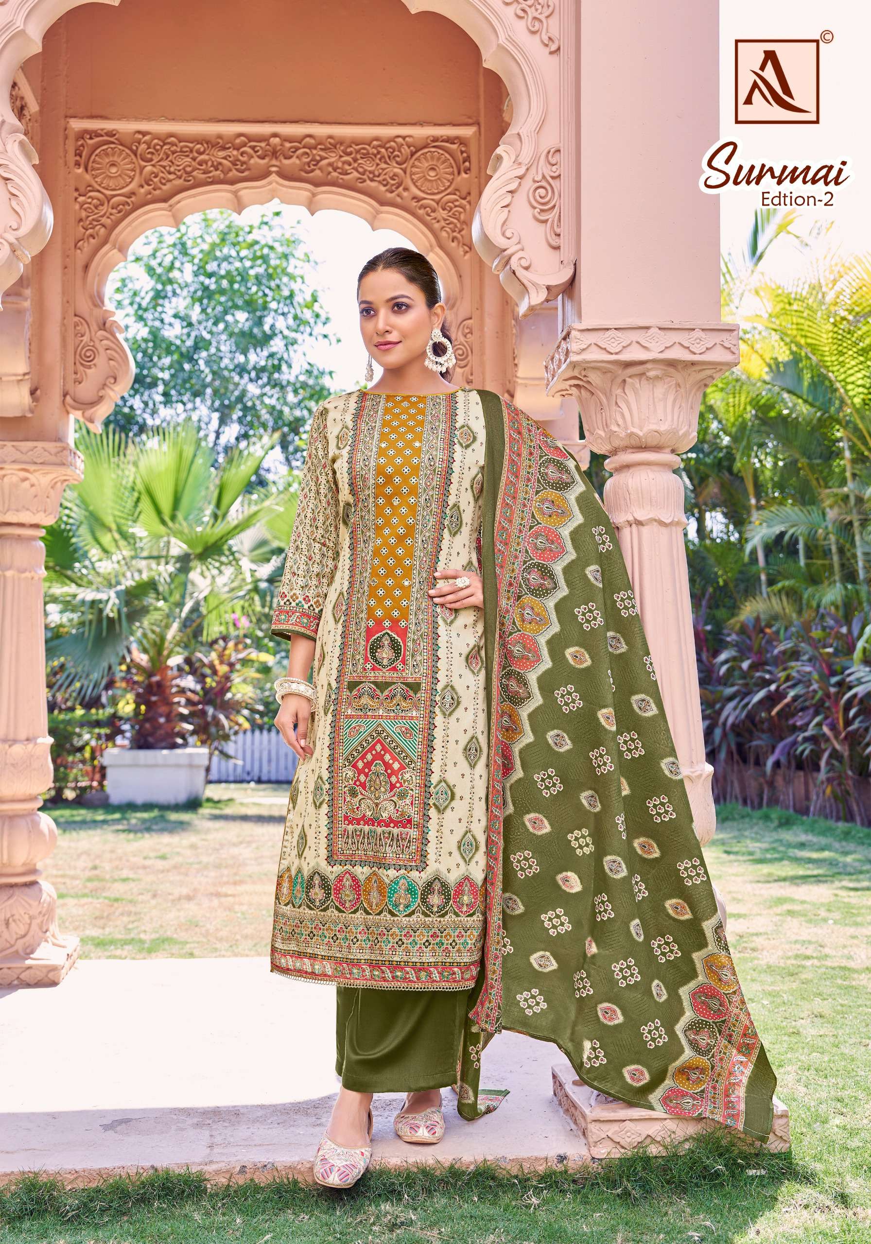 ALOK SUITS SURMAI EDITION 2 JAM COTTON PRINT WITH FANCY WORK SUIT