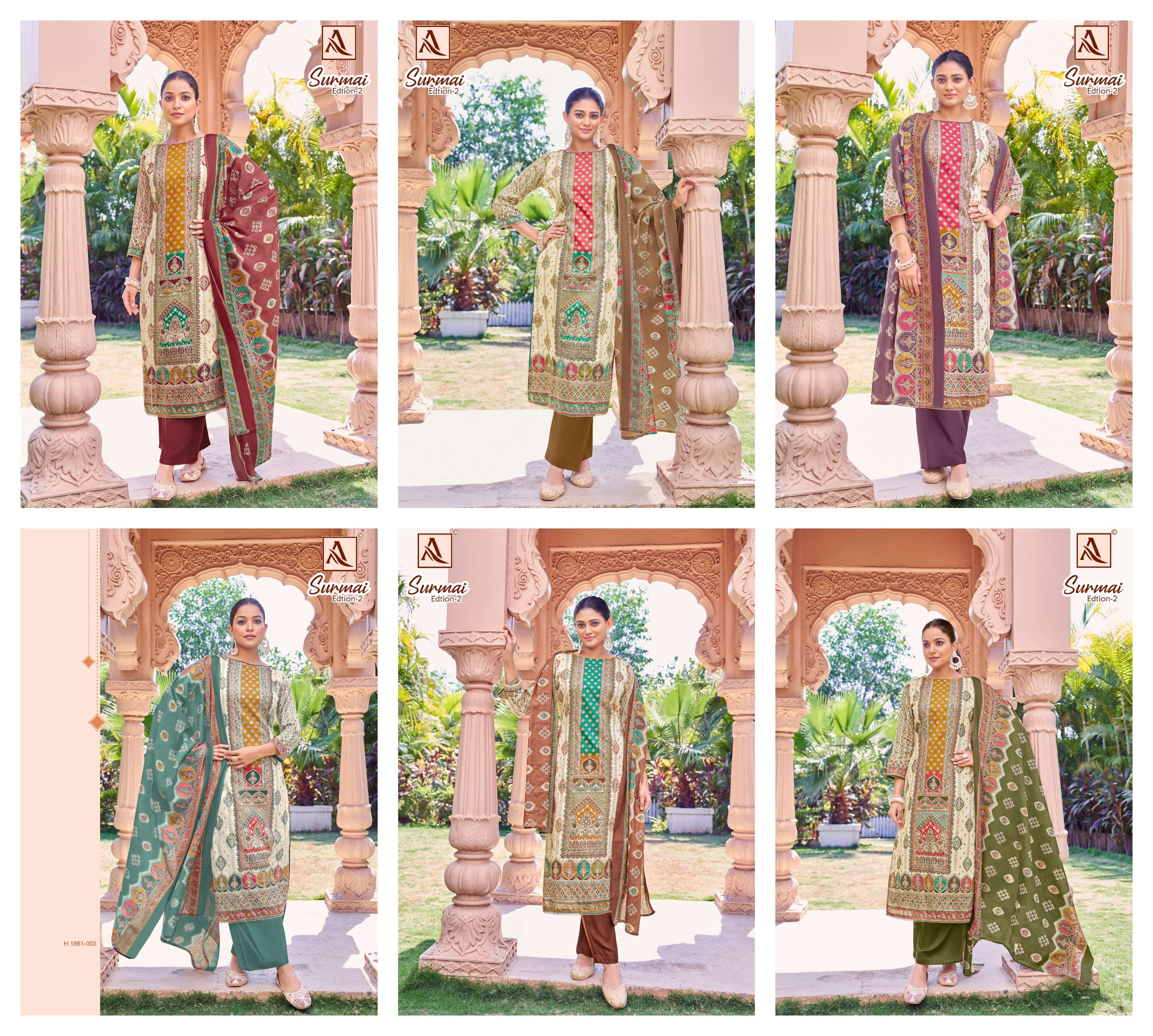 ALOK SUITS SURMAI EDITION 2 JAM COTTON PRINT WITH FANCY WORK SUIT