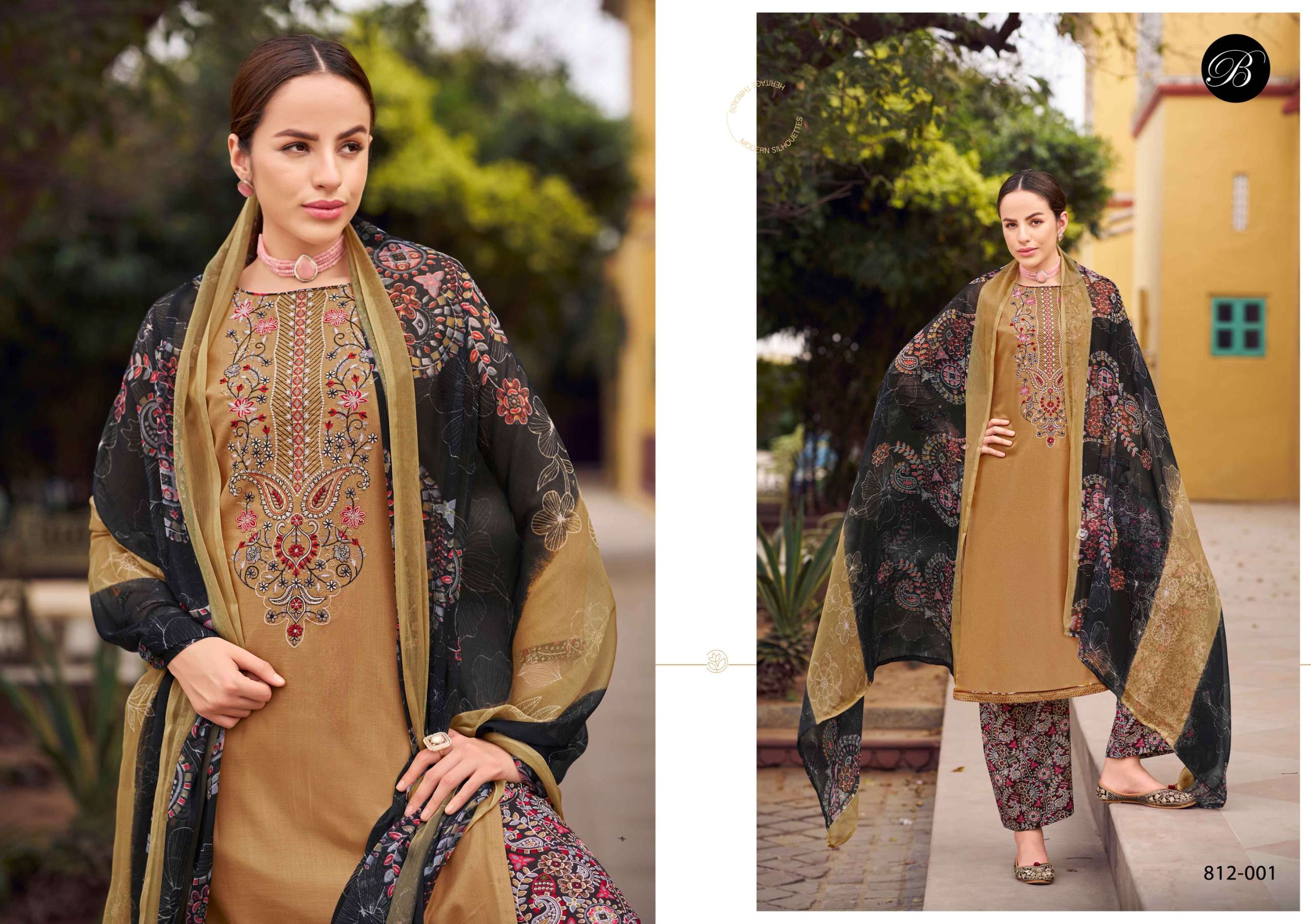 BELLIZA DESIGNER STUDIO GULBANO VISCOSE FANCY EMBROIDERY WORK SUIT