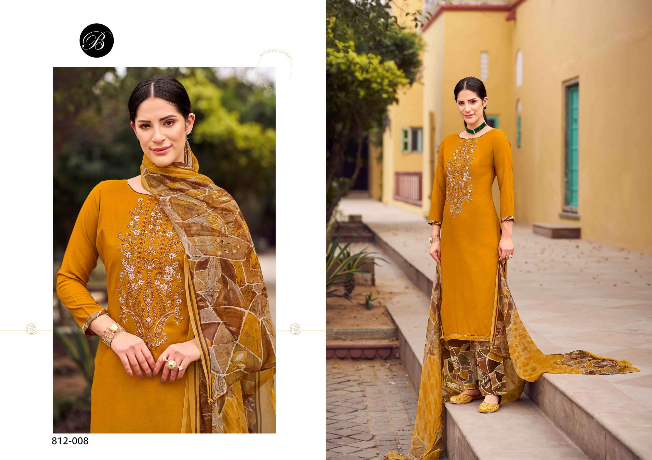 BELLIZA DESIGNER STUDIO GULBANO VISCOSE FANCY EMBROIDERY WORK SUIT