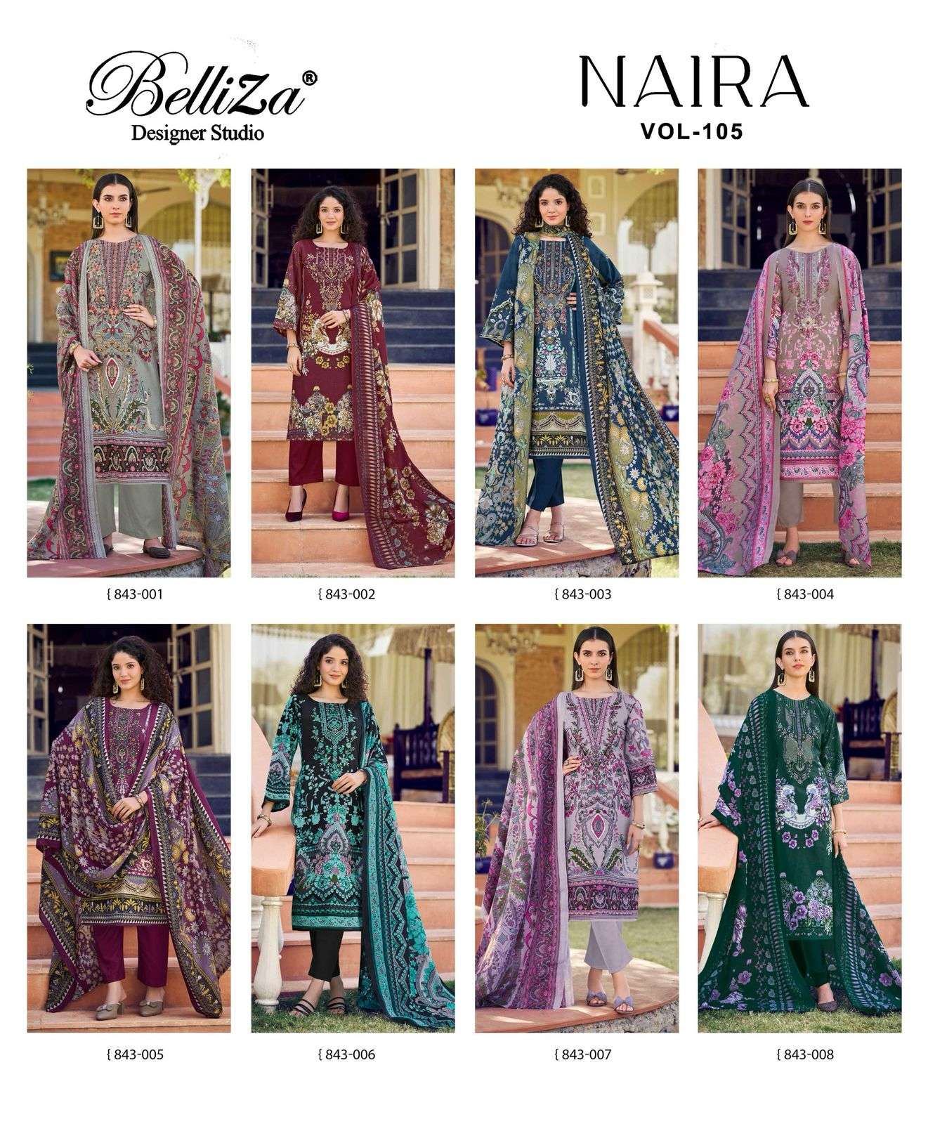 BELLIZA DESIGNER STUDIO NAIRA VOL 105 COTTON DIGITAL PRINTS WITH WORK SUIT