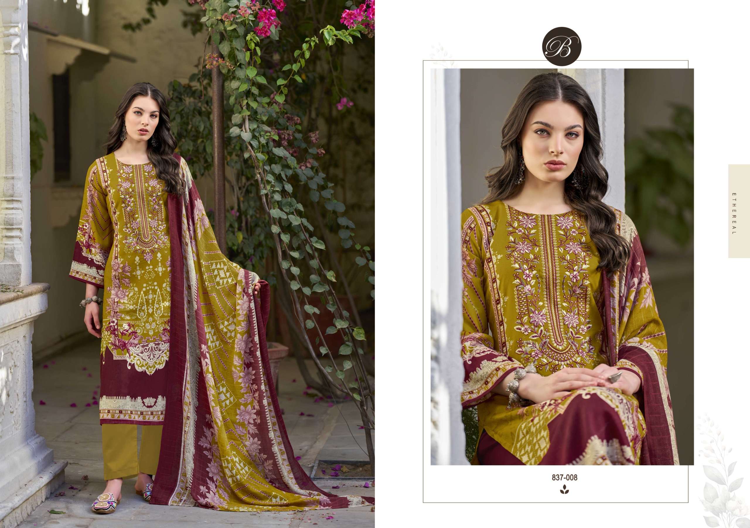 BELLIZA DESIGNER STUDIO RIWAYAT VOL 11 RAYON DIGITAL PRINT WITH WORK SUIT