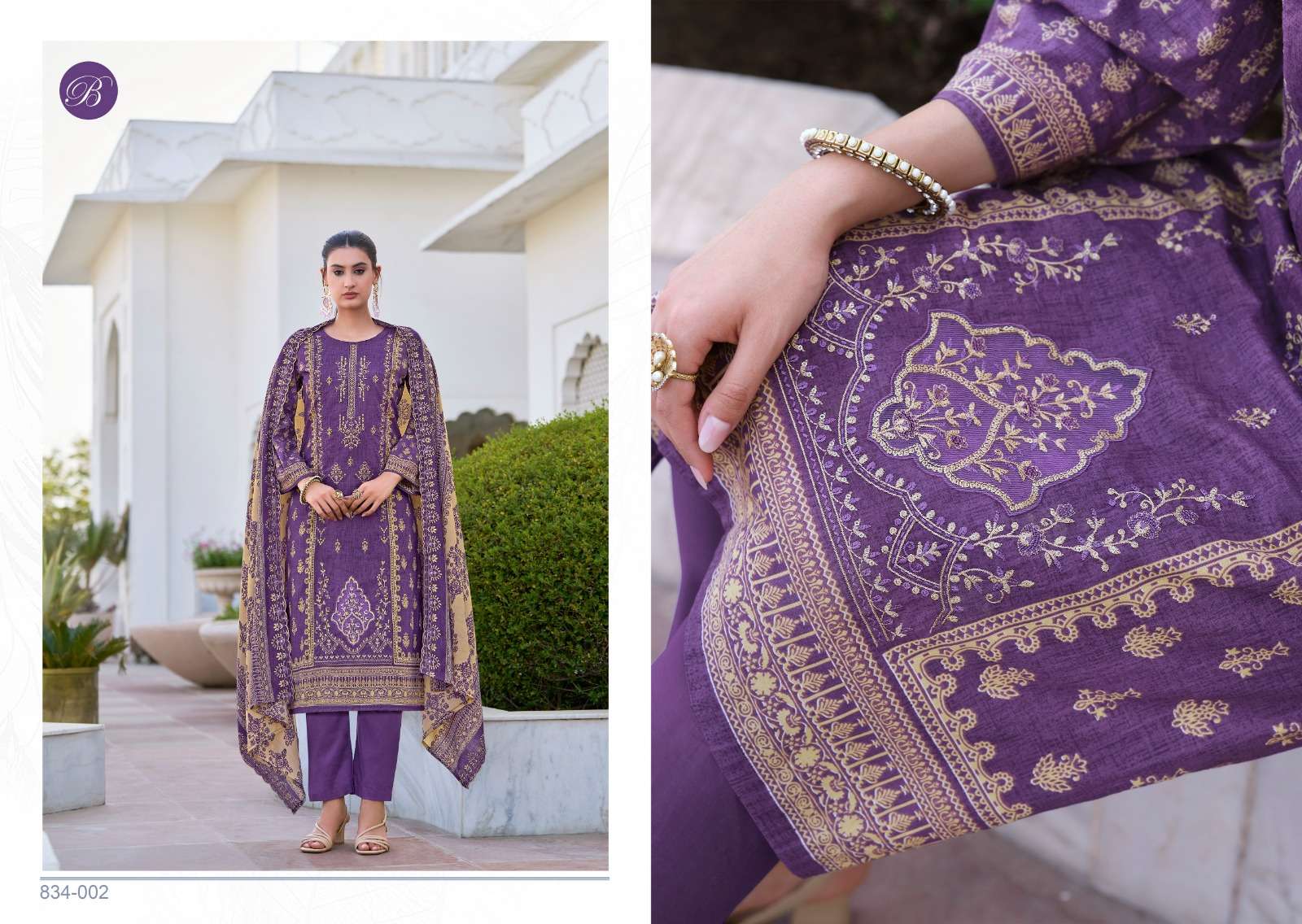 BELLIZA DESIGNER STUDIO ZUBIYA VOL 3 COTTON FANCY EMBROIDERY WORK SUIT