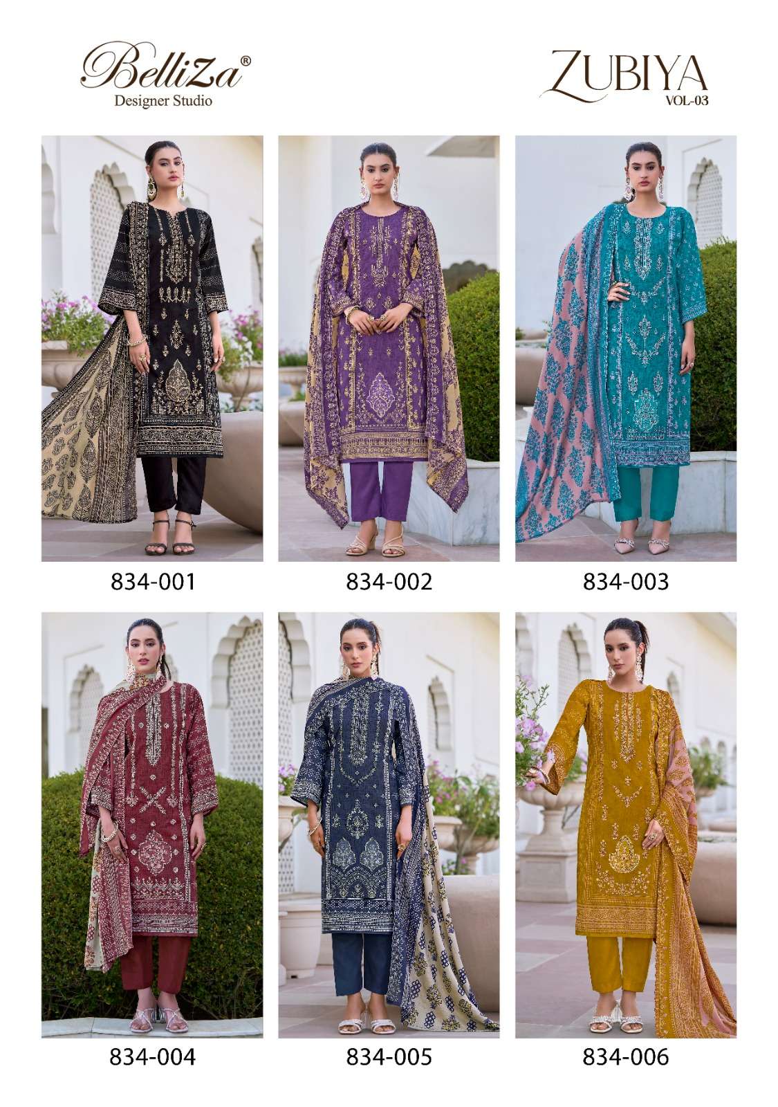 BELLIZA DESIGNER STUDIO ZUBIYA VOL 3 COTTON FANCY EMBROIDERY WORK SUIT