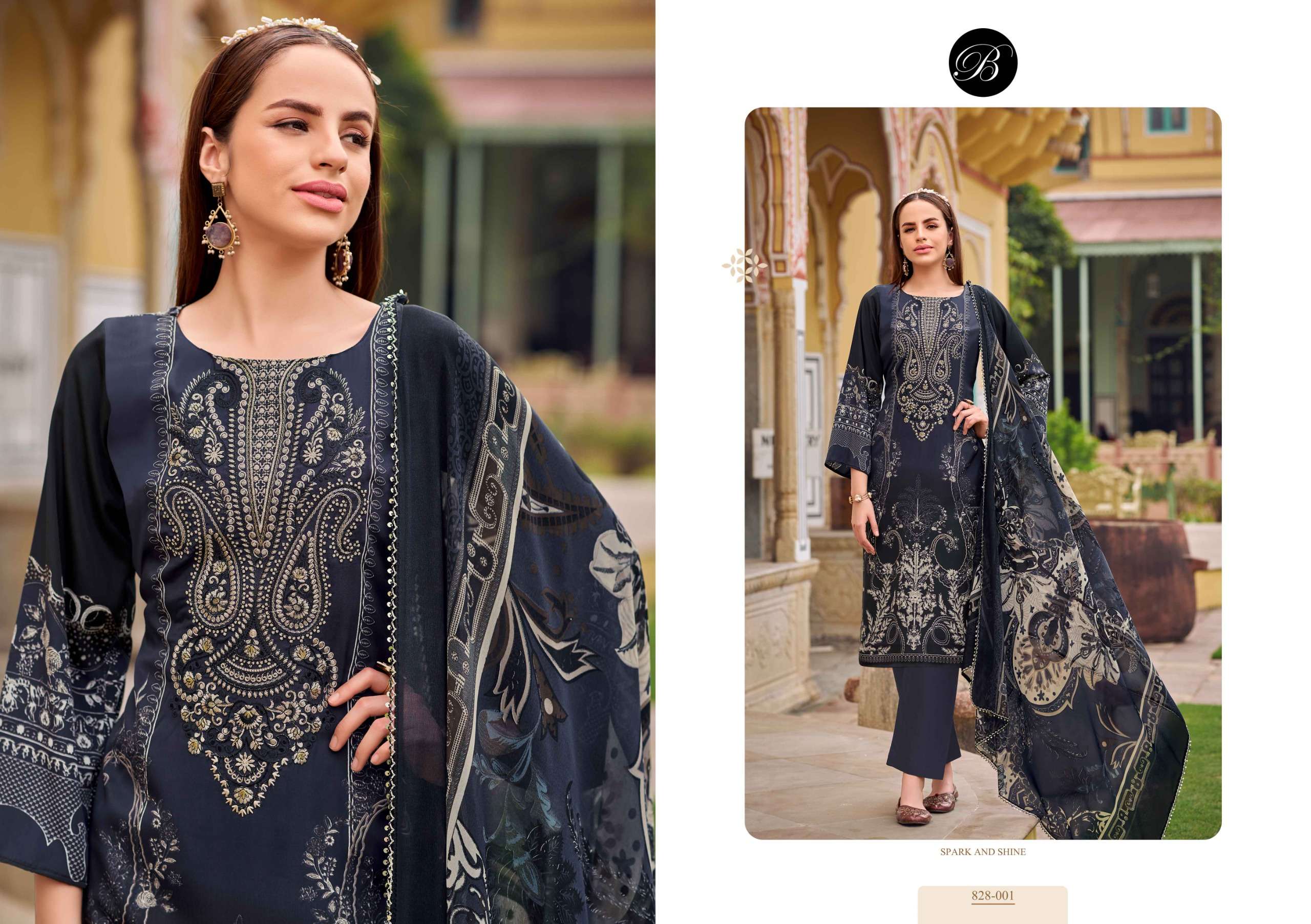 BELLIZA DESIGNER SUITS NAIRA VOL 101 COTTON DIGITAL PRINTS WITH WORK SUIT