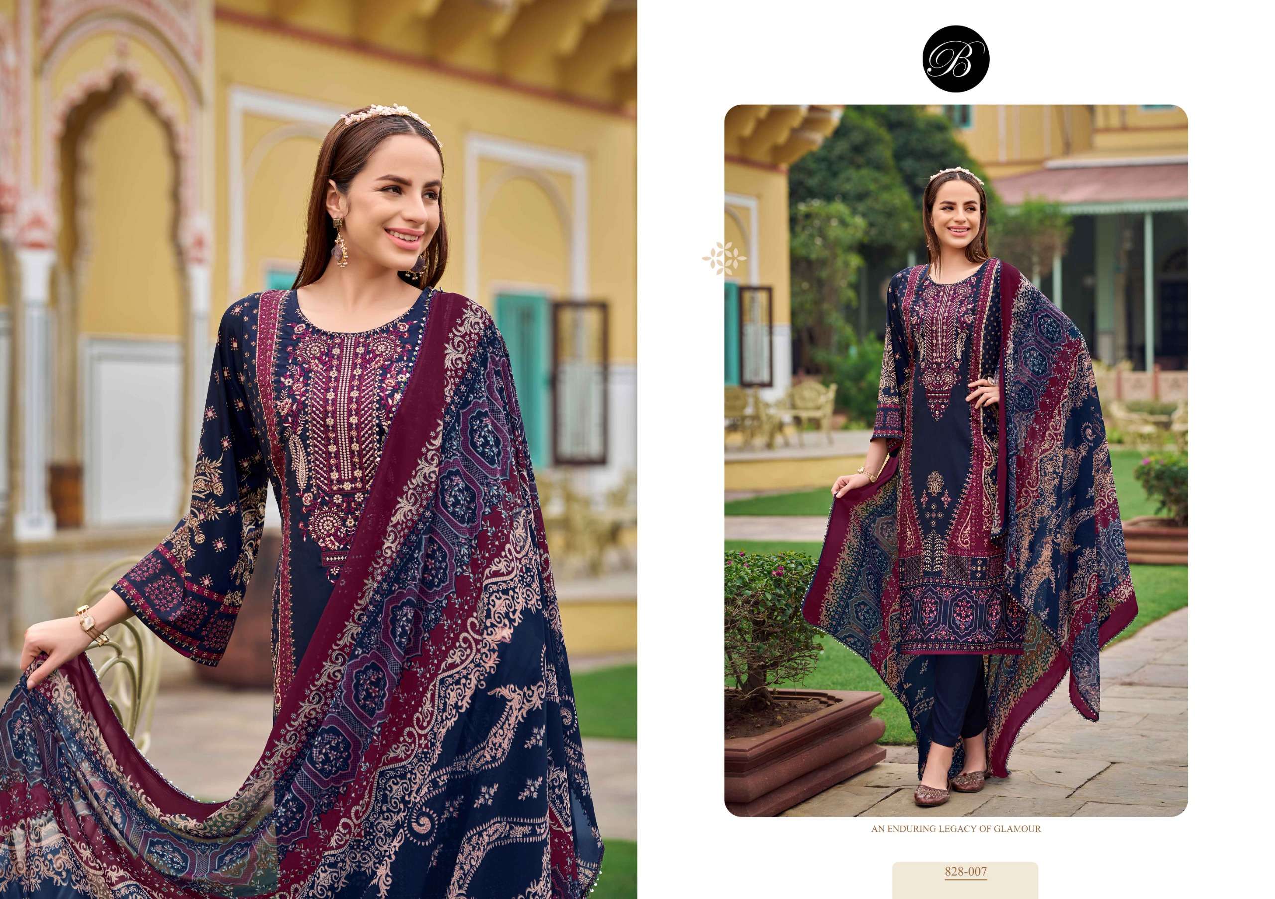 BELLIZA DESIGNER SUITS NAIRA VOL 101 COTTON DIGITAL PRINTS WITH WORK SUIT