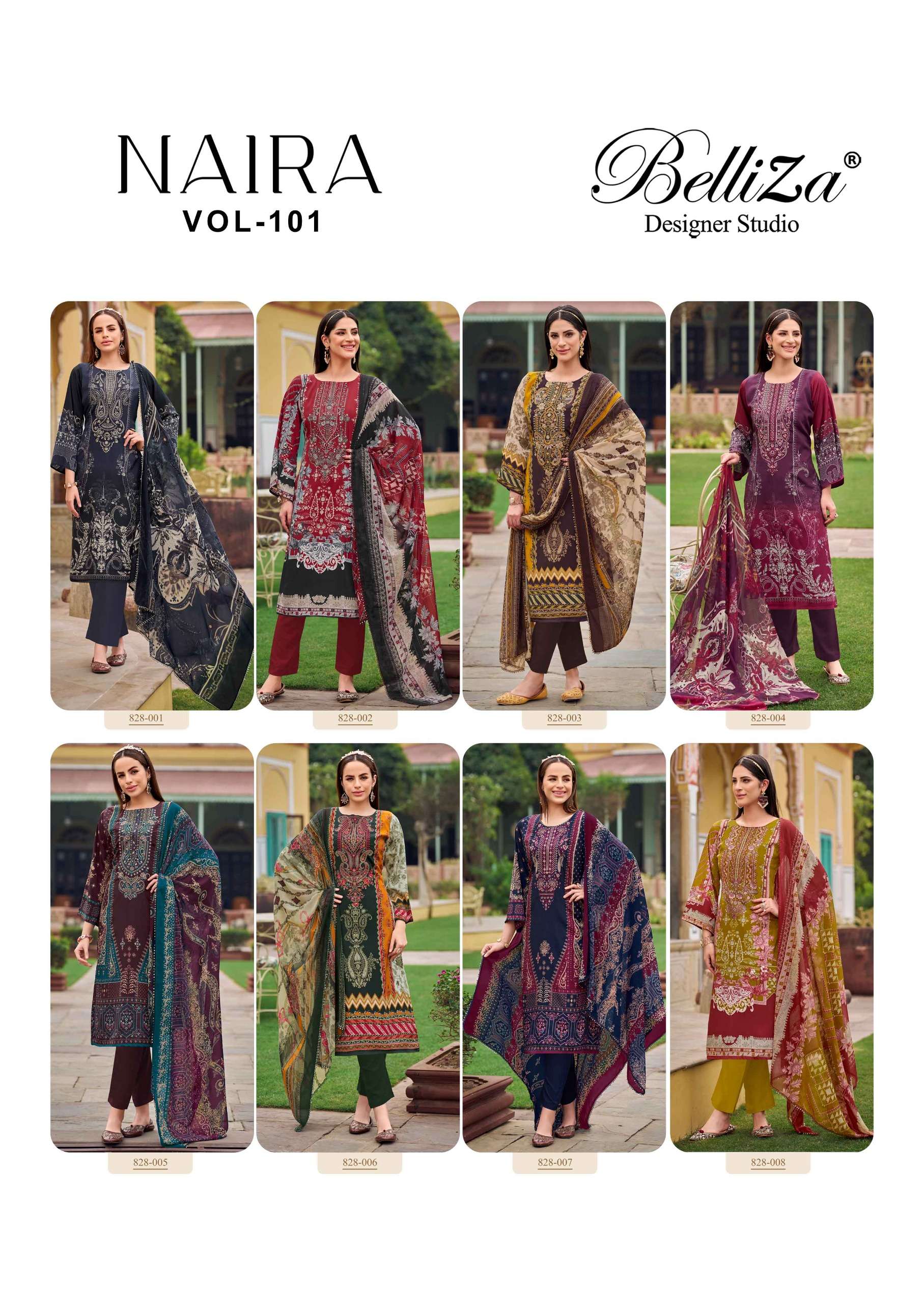 BELLIZA DESIGNER SUITS NAIRA VOL 101 COTTON DIGITAL PRINTS WITH WORK SUIT