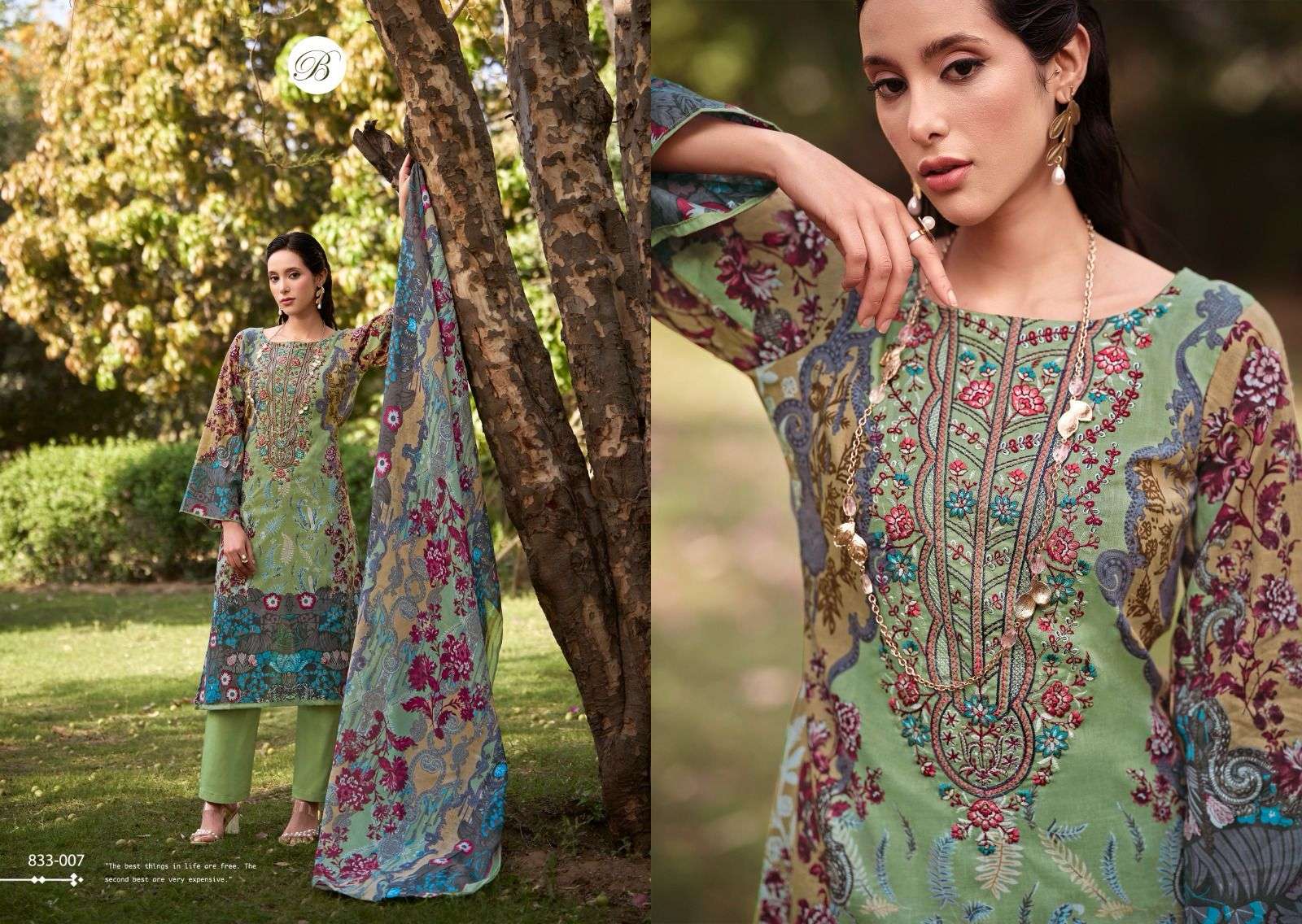 BELLIZA DESIGNER SUITS NAIRA VOL 102 COTTON DIGITAL PRINTS WITH FANCY WORK SUIT