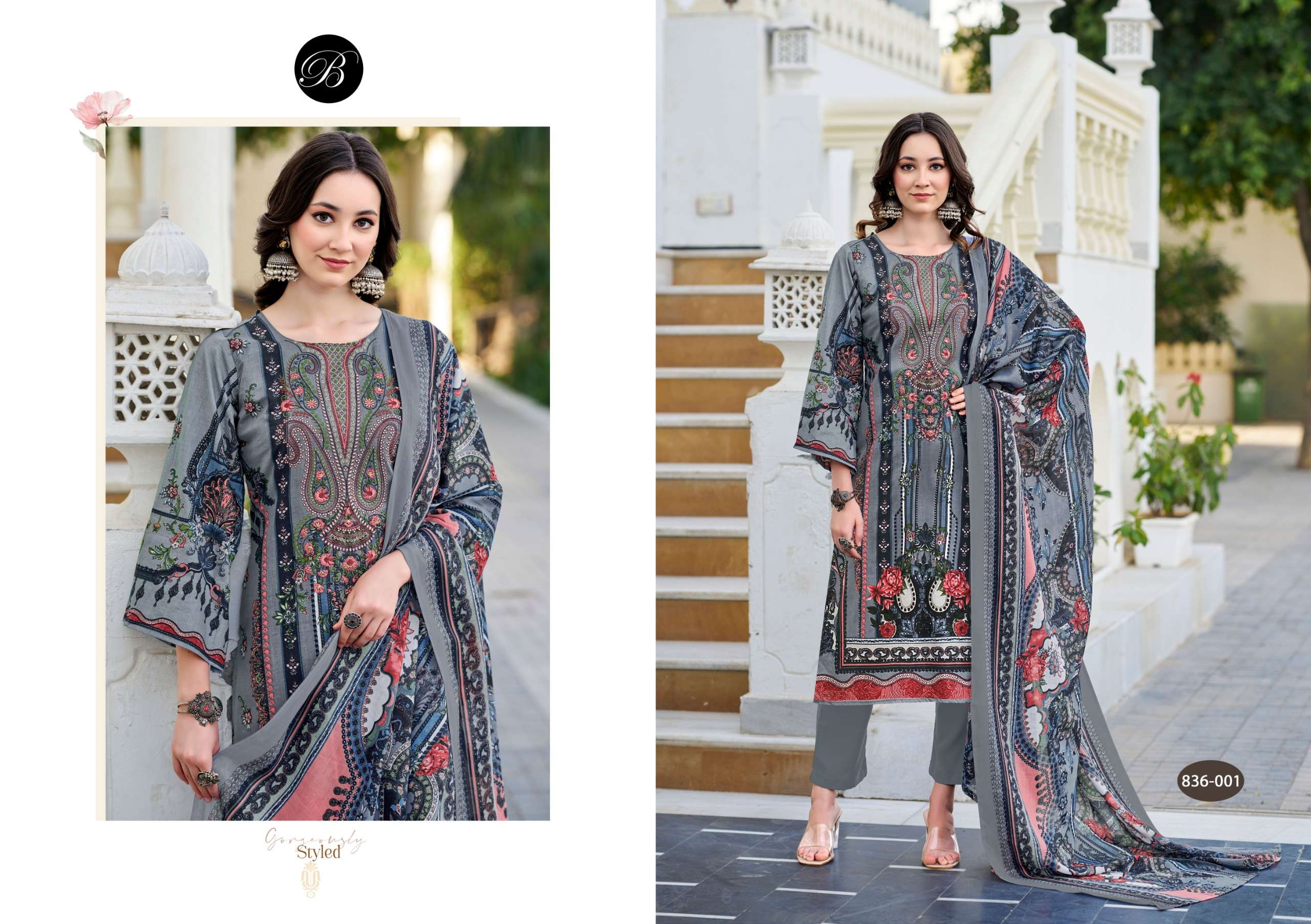 BELLIZA DESIGNER SUITS NAIRA VOL 103 COTTON DIGITAL PRINTS WITH WORK SUIT