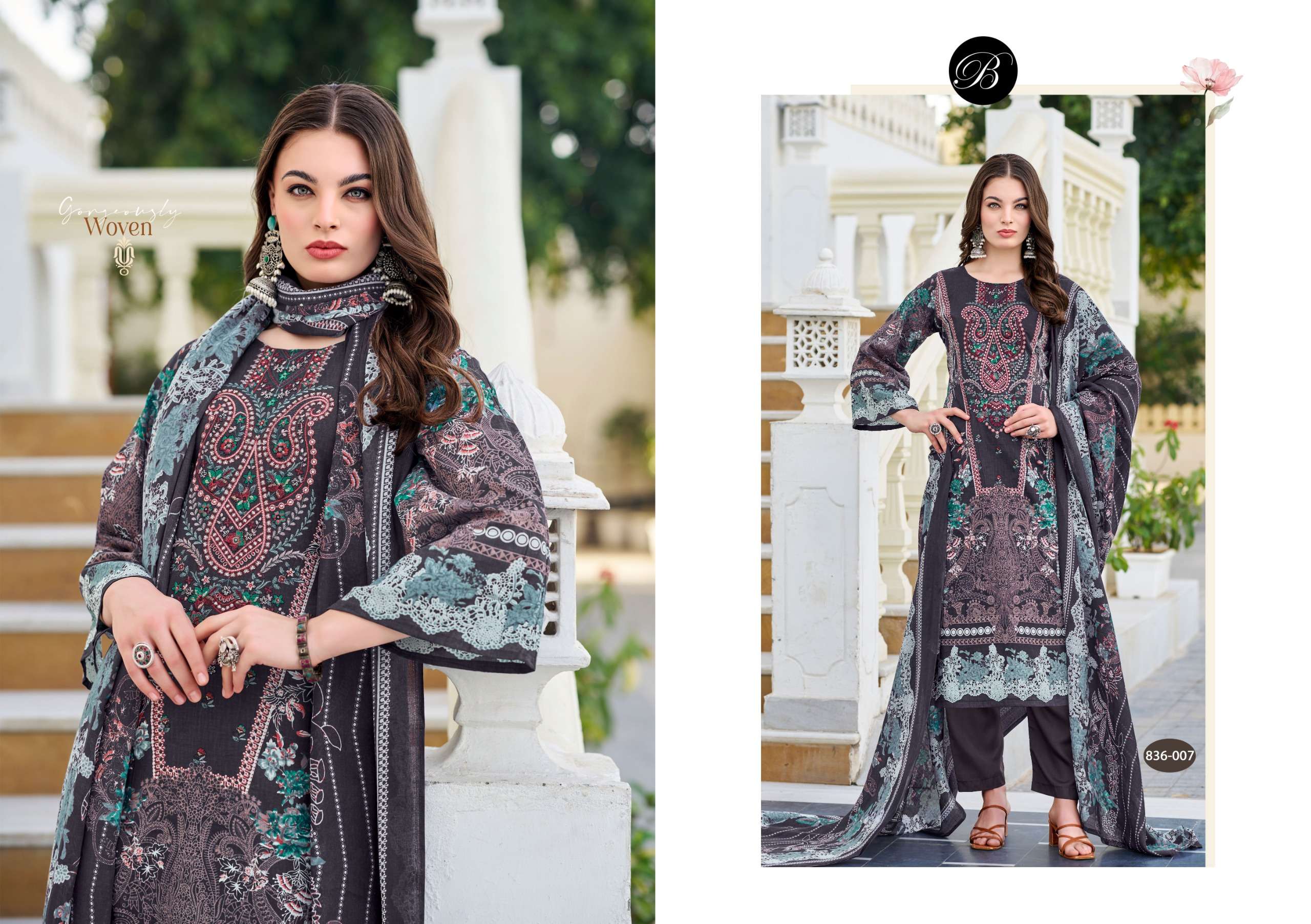 BELLIZA DESIGNER SUITS NAIRA VOL 103 COTTON DIGITAL PRINTS WITH WORK SUIT