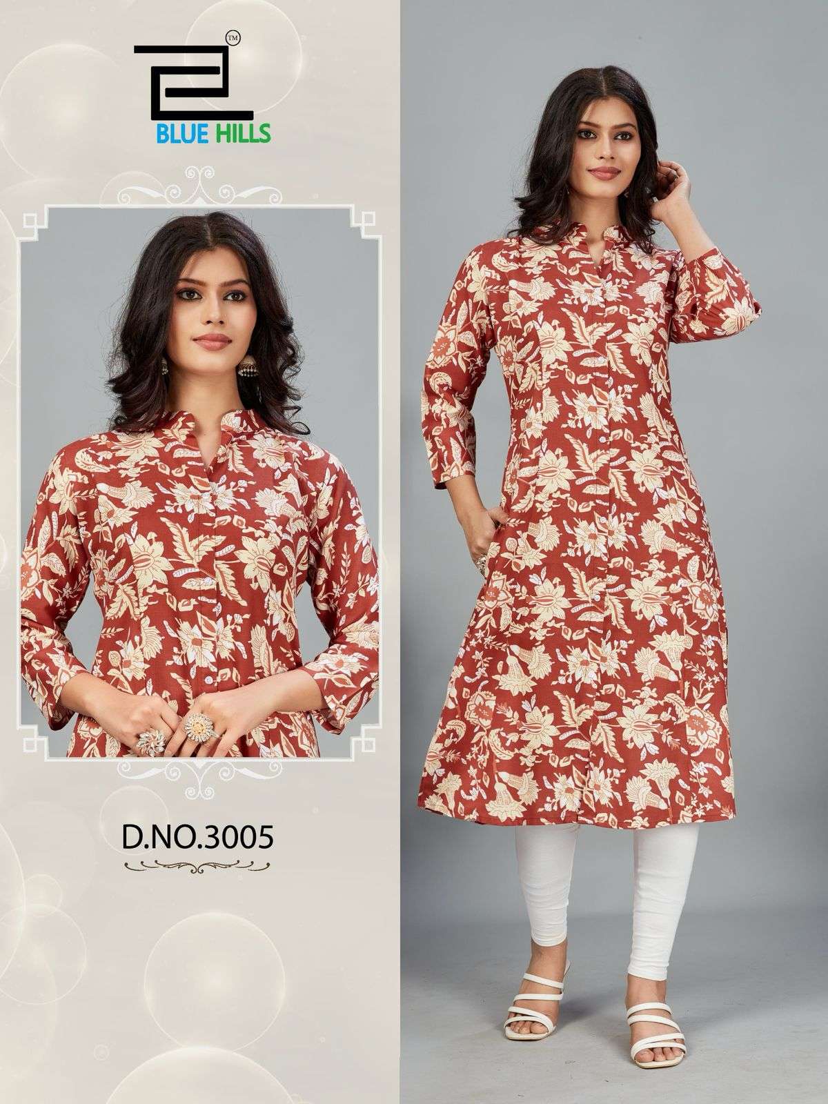 BLUE HILLS MAHER VOL 3 RAYON PRINT FANCY LADIES KURTI