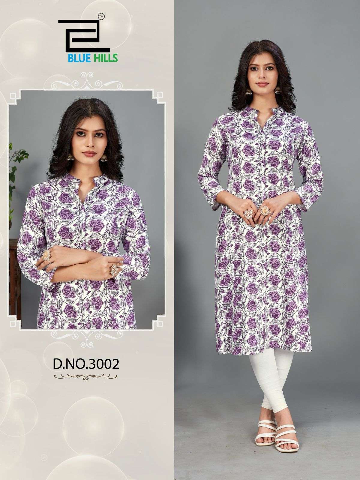 BLUE HILLS MAHER VOL 3 RAYON PRINT FANCY LADIES KURTI