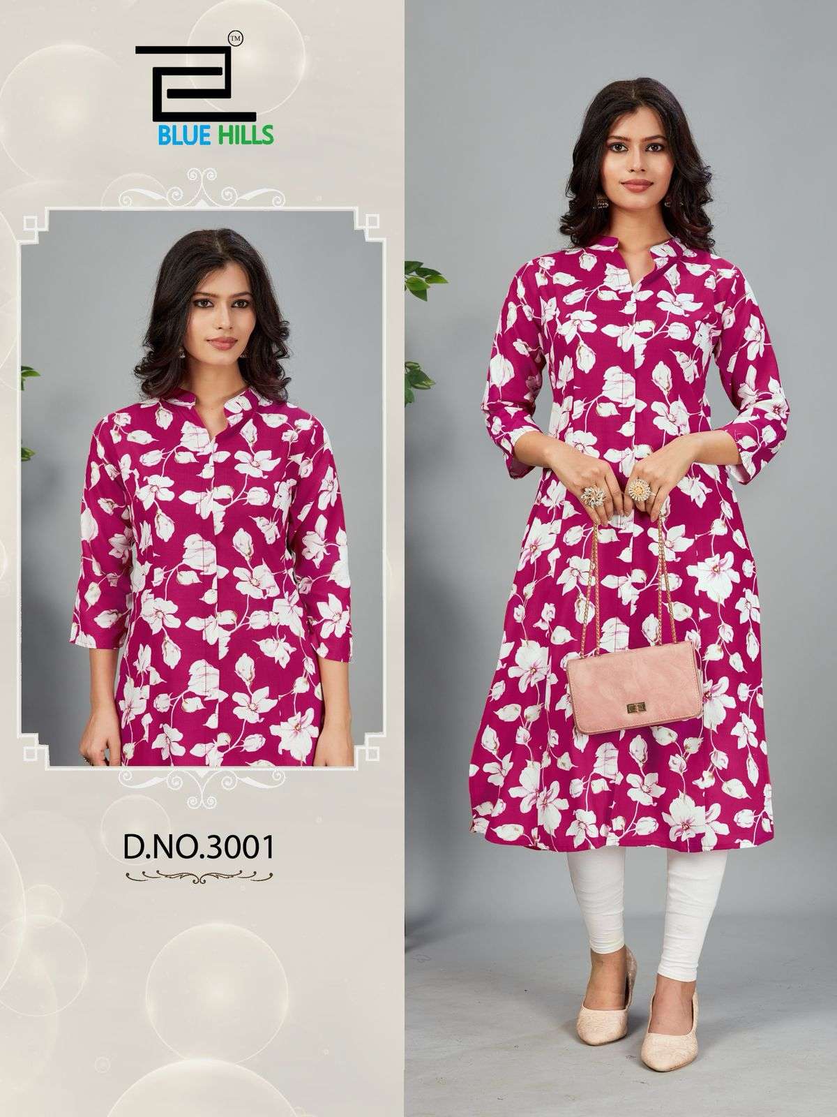 BLUE HILLS MAHER VOL 3 RAYON PRINT FANCY LADIES KURTI