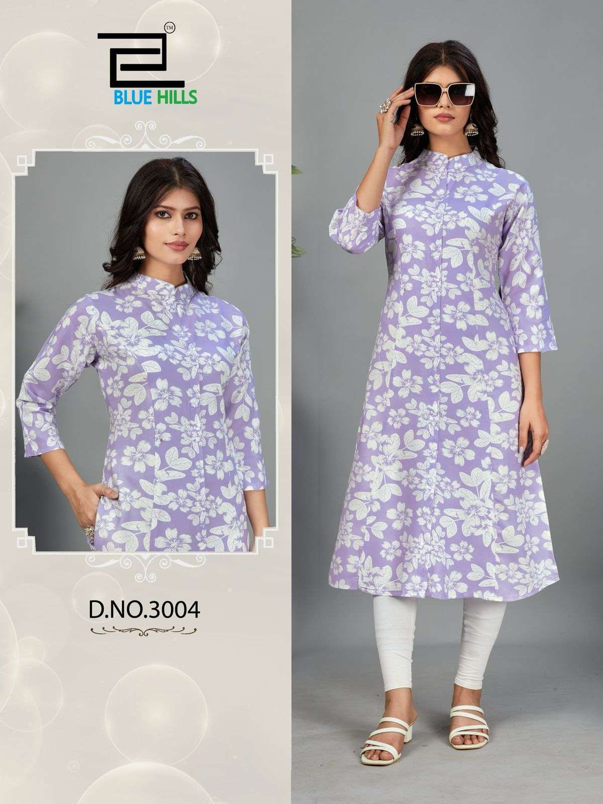 BLUE HILLS MAHER VOL 3 RAYON PRINT FANCY LADIES KURTI