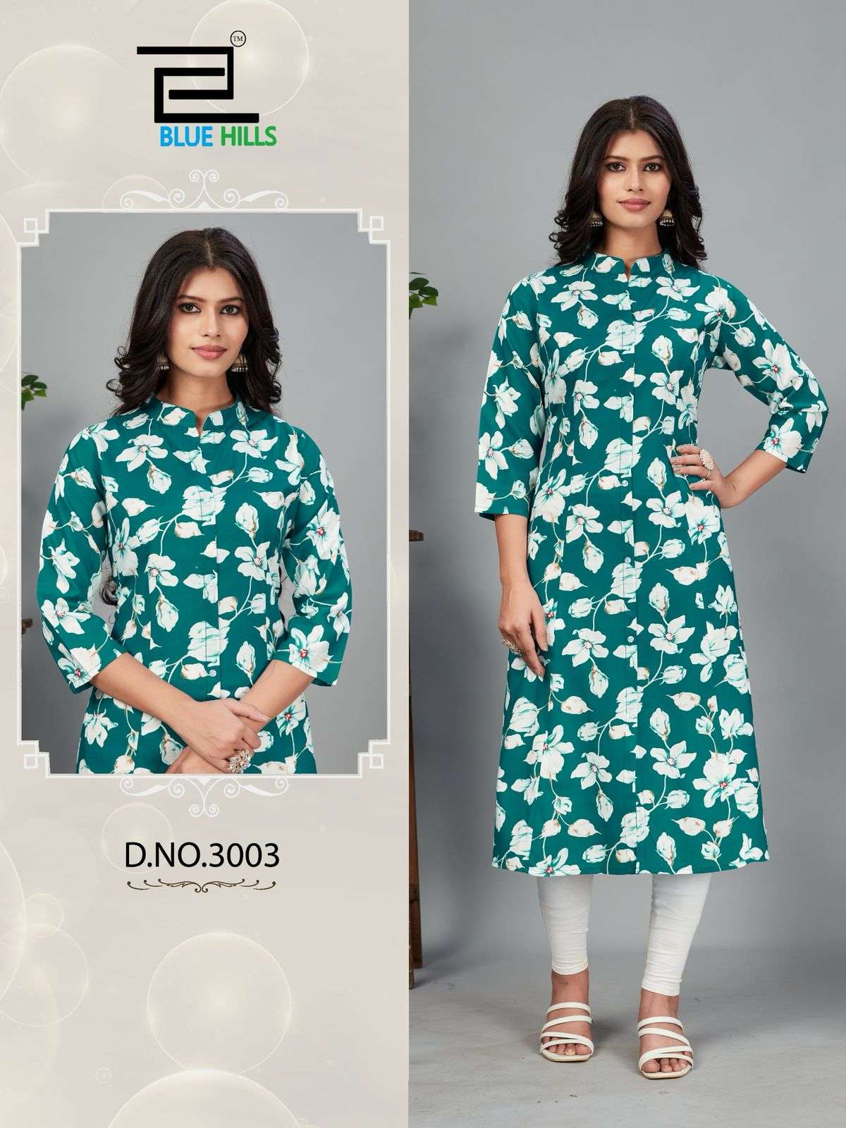 BLUE HILLS MAHER VOL 3 RAYON PRINT FANCY LADIES KURTI
