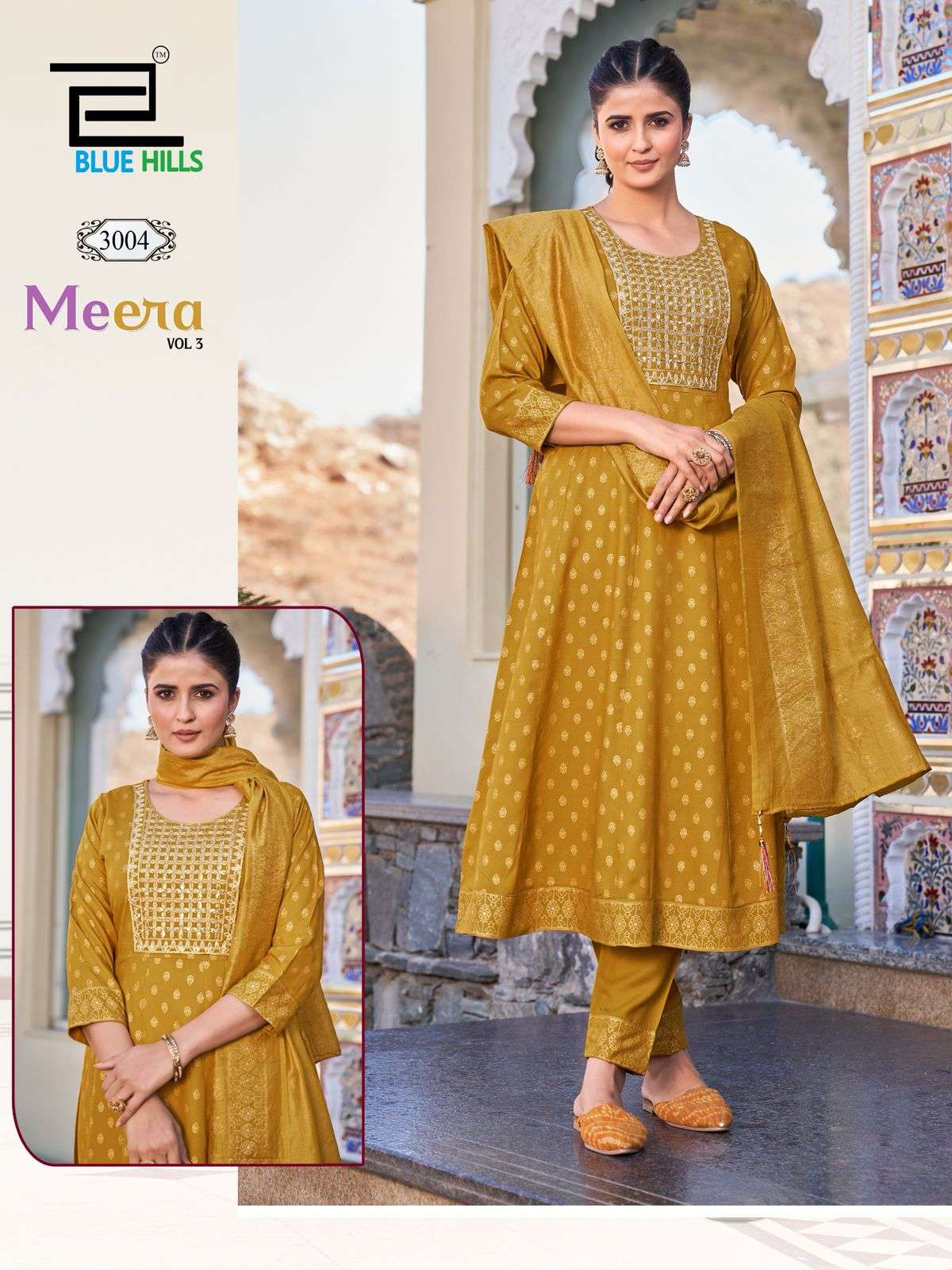 BLUE HILLS MEERA VOL 3 RAYON FANCY ANARKALI GOWN KURTI COMBO SET