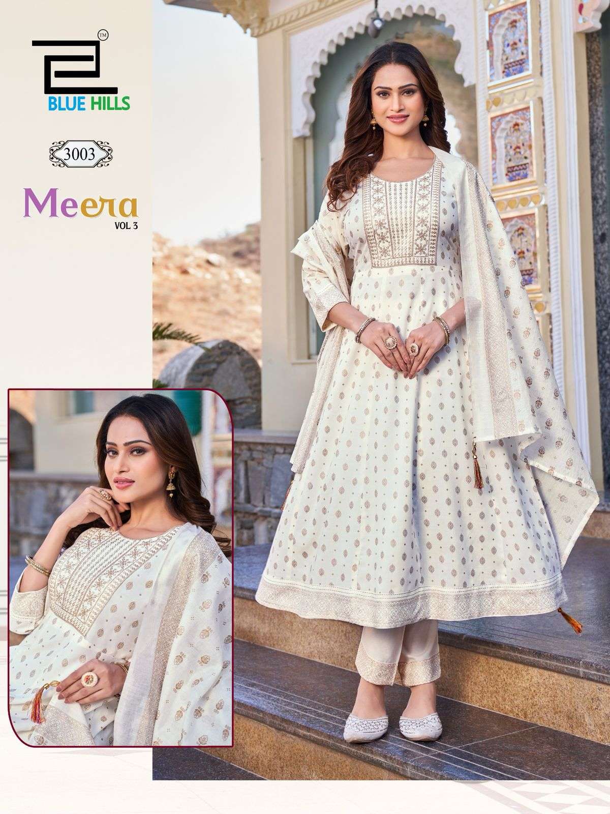 BLUE HILLS MEERA VOL 3 RAYON FANCY ANARKALI GOWN KURTI COMBO SET