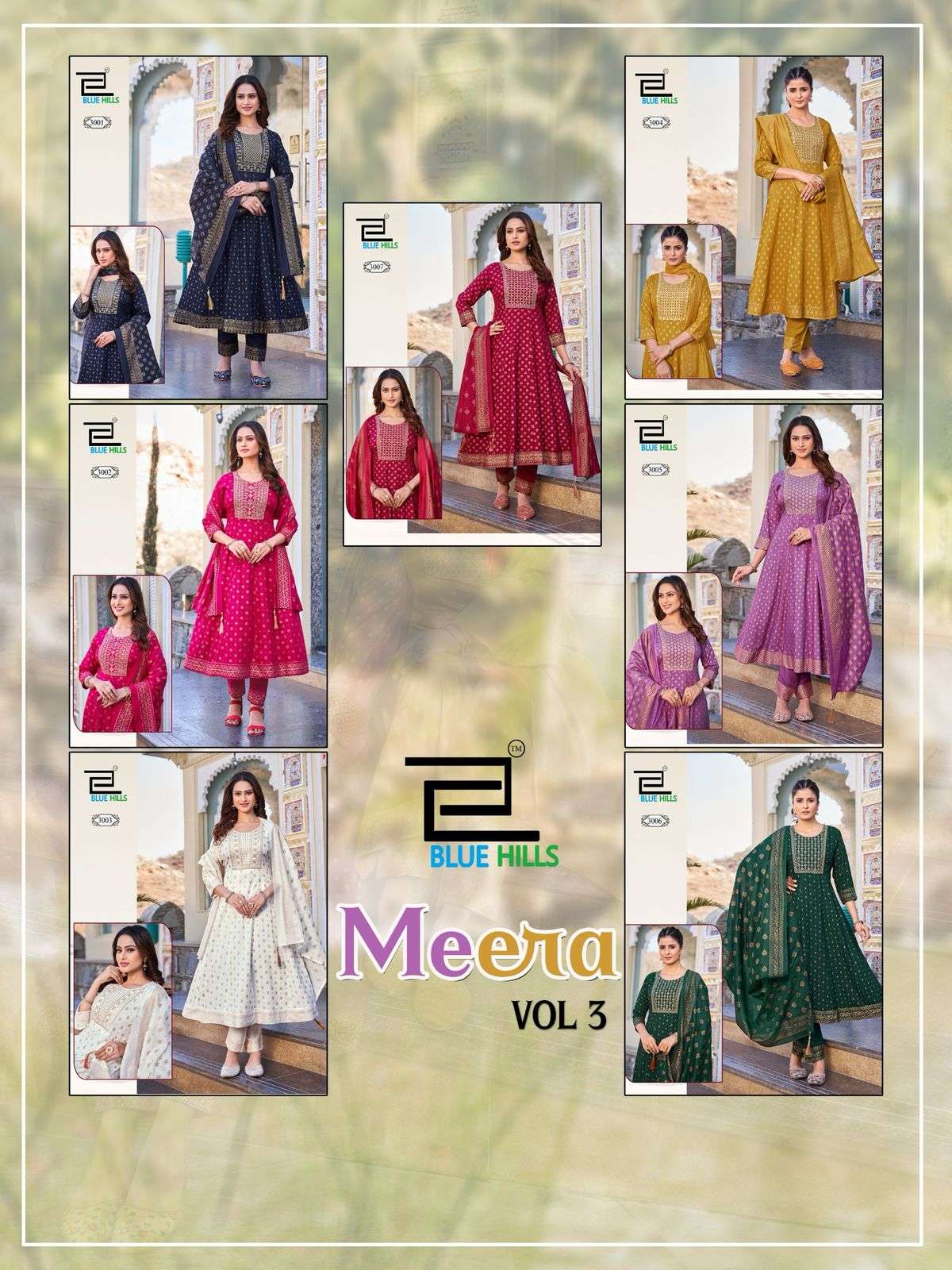BLUE HILLS MEERA VOL 3 RAYON FANCY ANARKALI GOWN KURTI COMBO SET