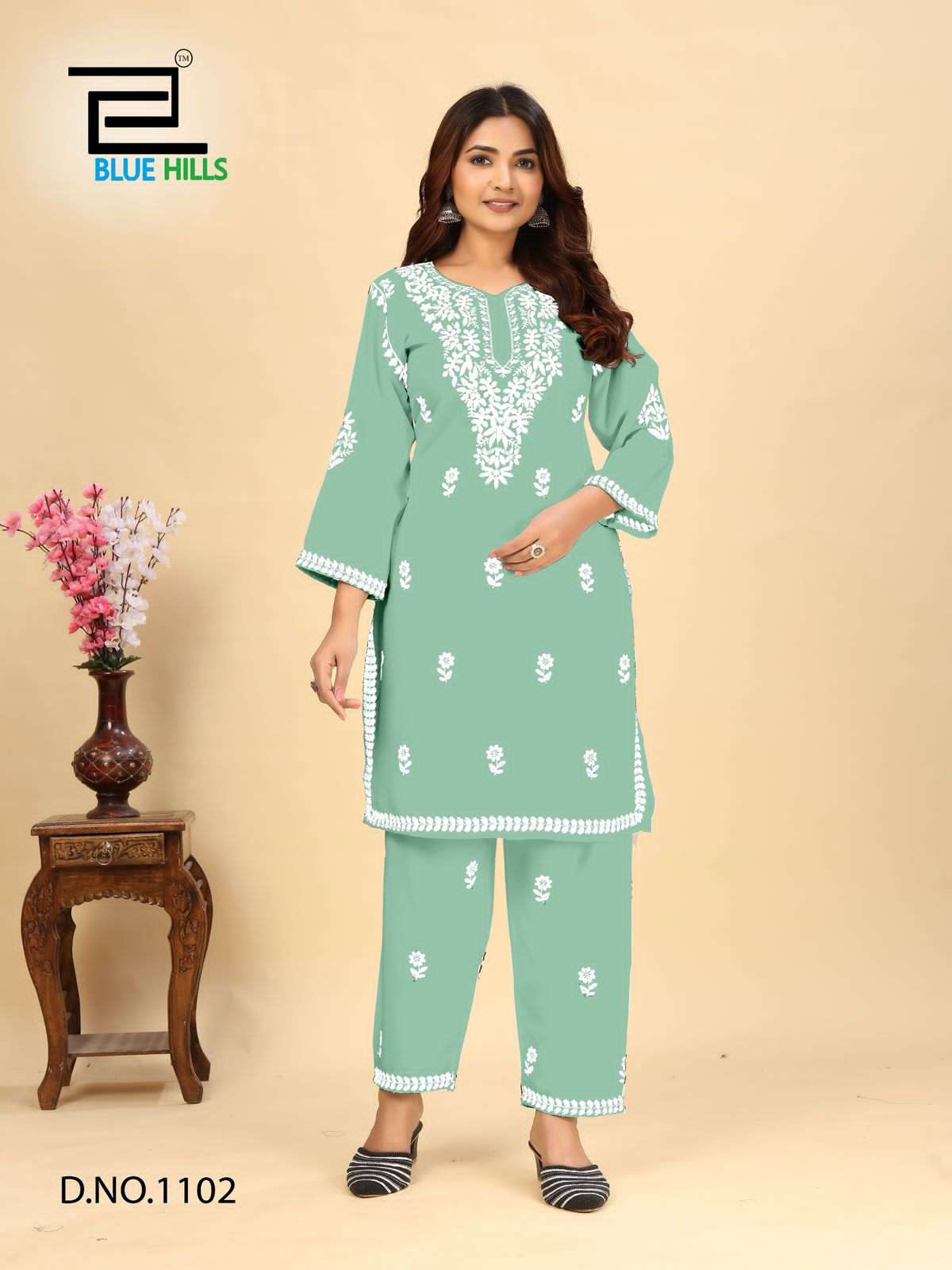 BLUE HILLS WONDERS VOL 3 FANCY LUCKNOWI WORKS STYLE KURTI WITH PANT SET