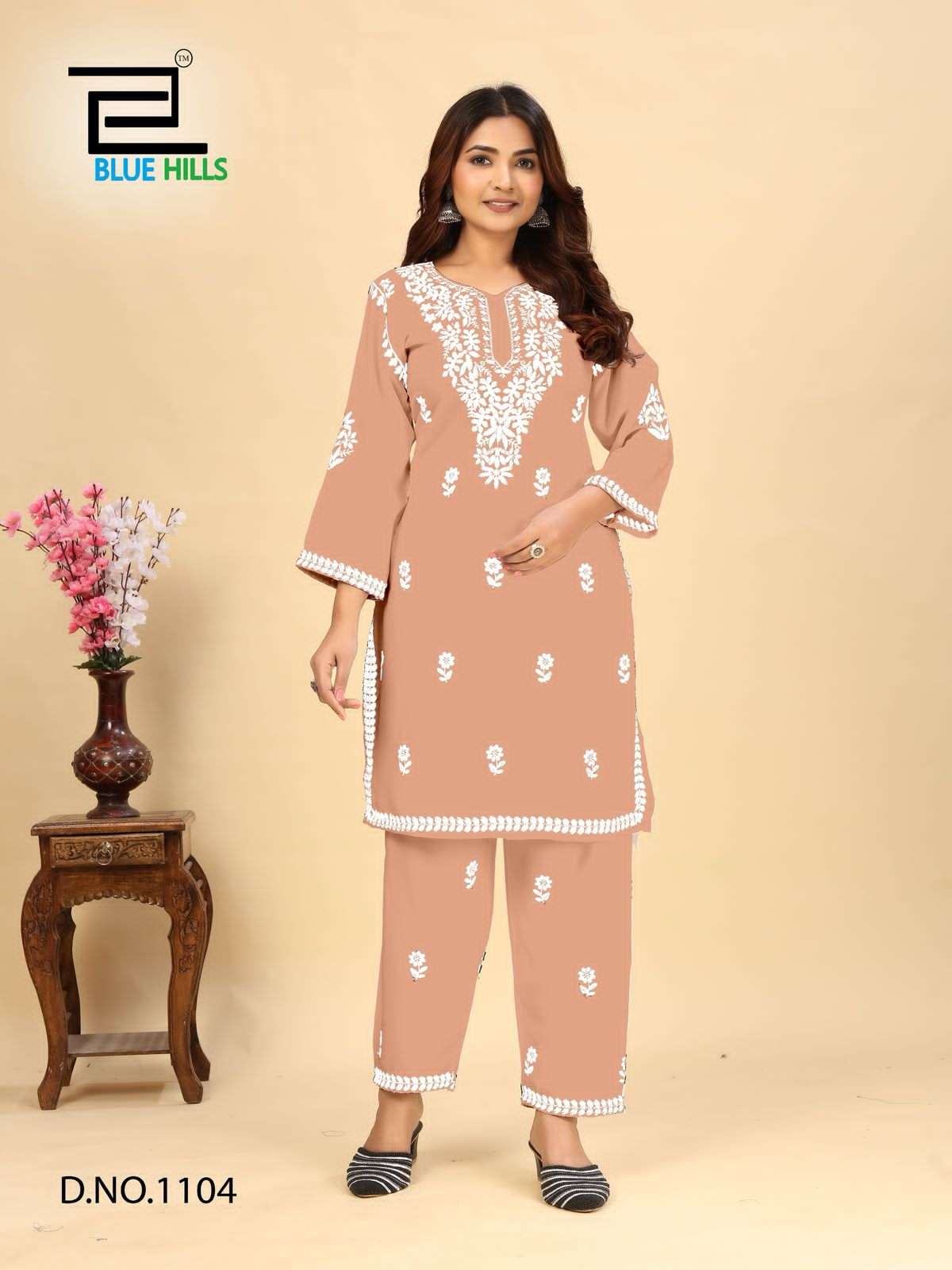 BLUE HILLS WONDERS VOL 3 FANCY LUCKNOWI WORKS STYLE KURTI WITH PANT SET