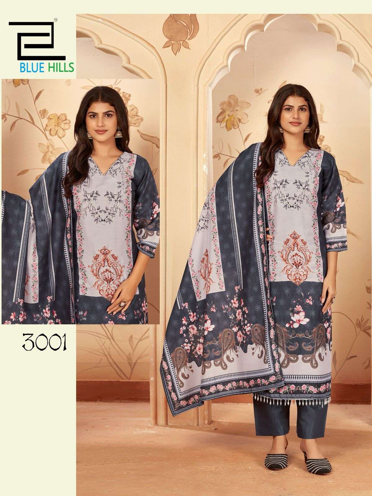 BLUE HILLS ZAINAB VOL 3 MUSLIN DIGITAL PRINT LADIES KURTI COMBO SET