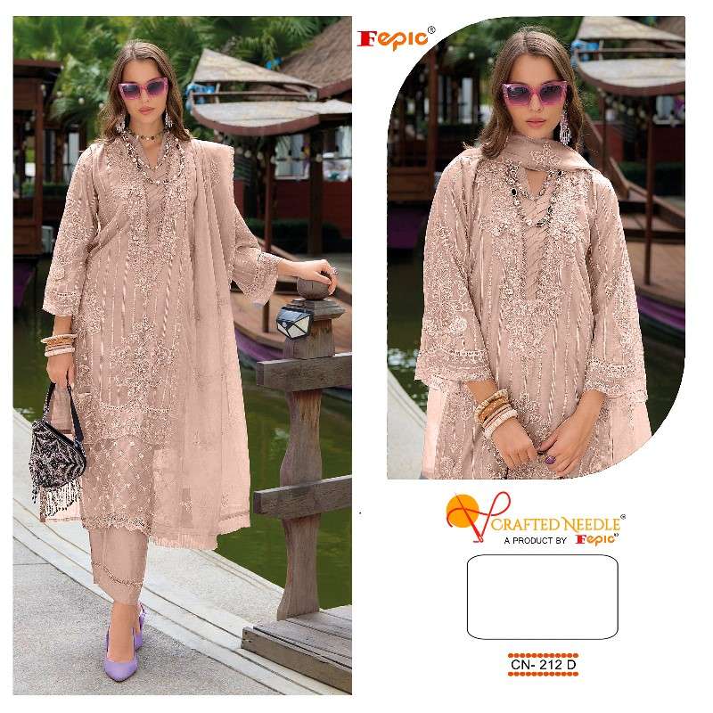 FEPIC CRAFTED NEEDLE CN 212 ORGANZA  HEAVY EMBROIDERED SUIT