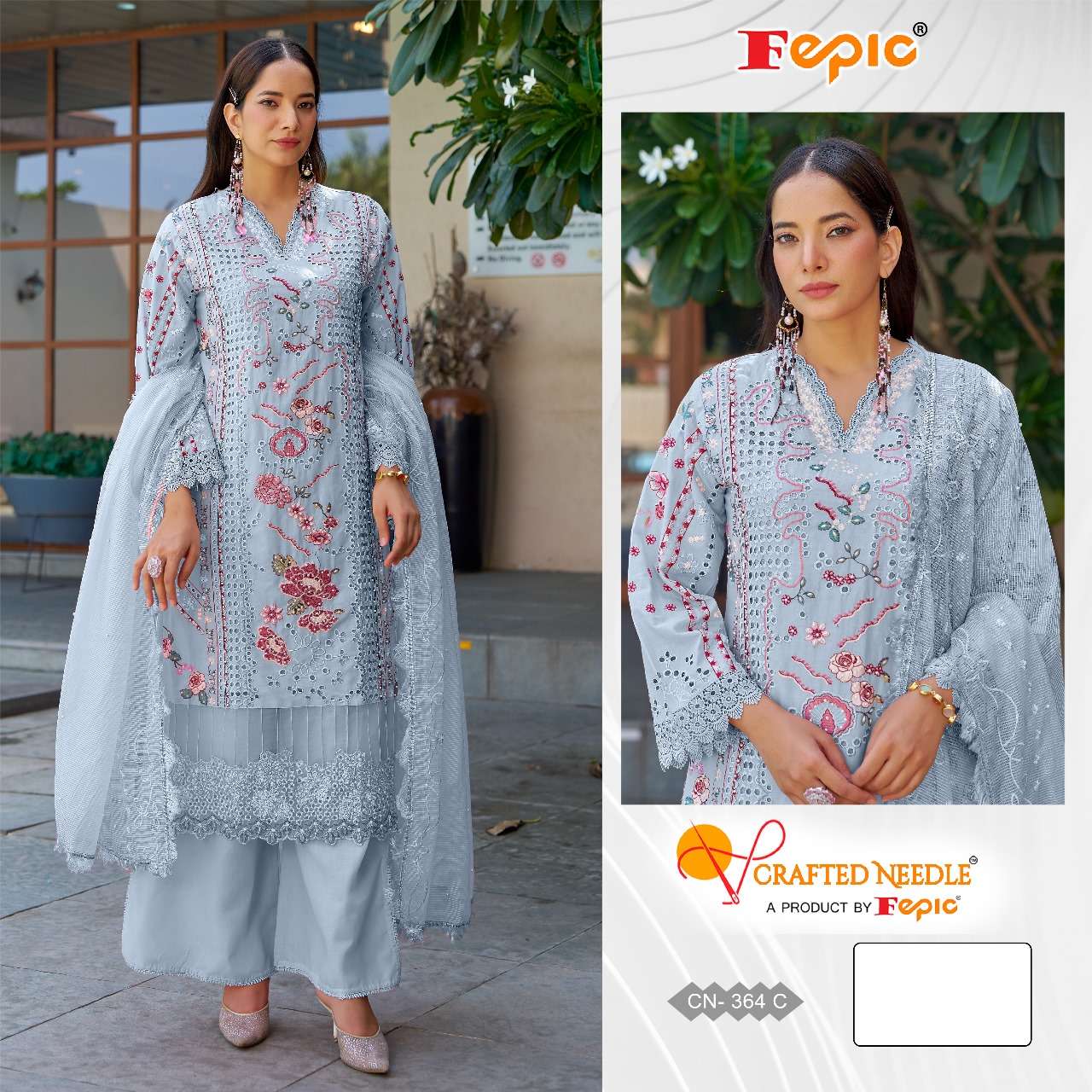 FEPIC CRAFTED NEEDLE CN 364 COTTON BEAUTIFUL EMBROIDERED SUIT