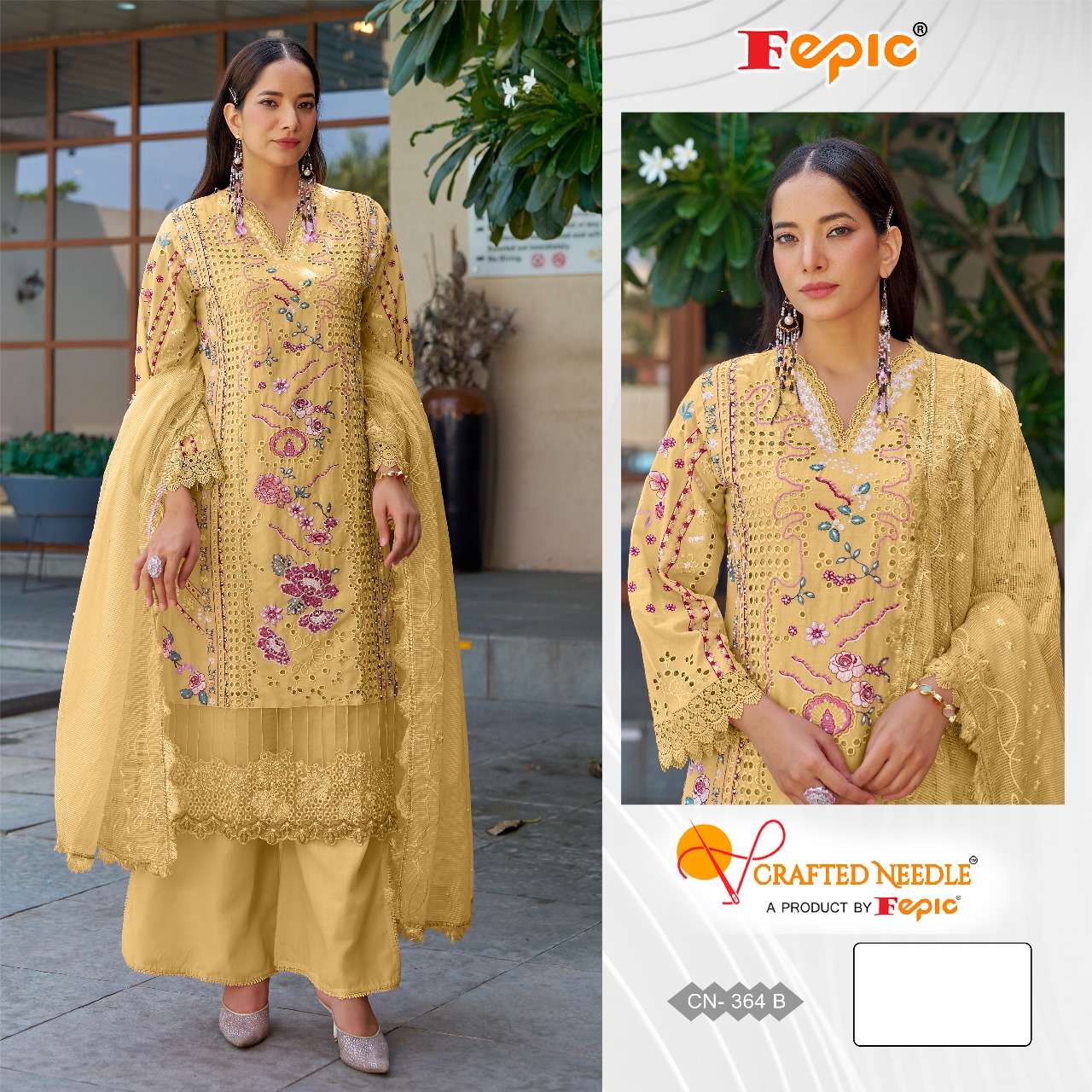 FEPIC CRAFTED NEEDLE CN 364 COTTON BEAUTIFUL EMBROIDERED SUIT