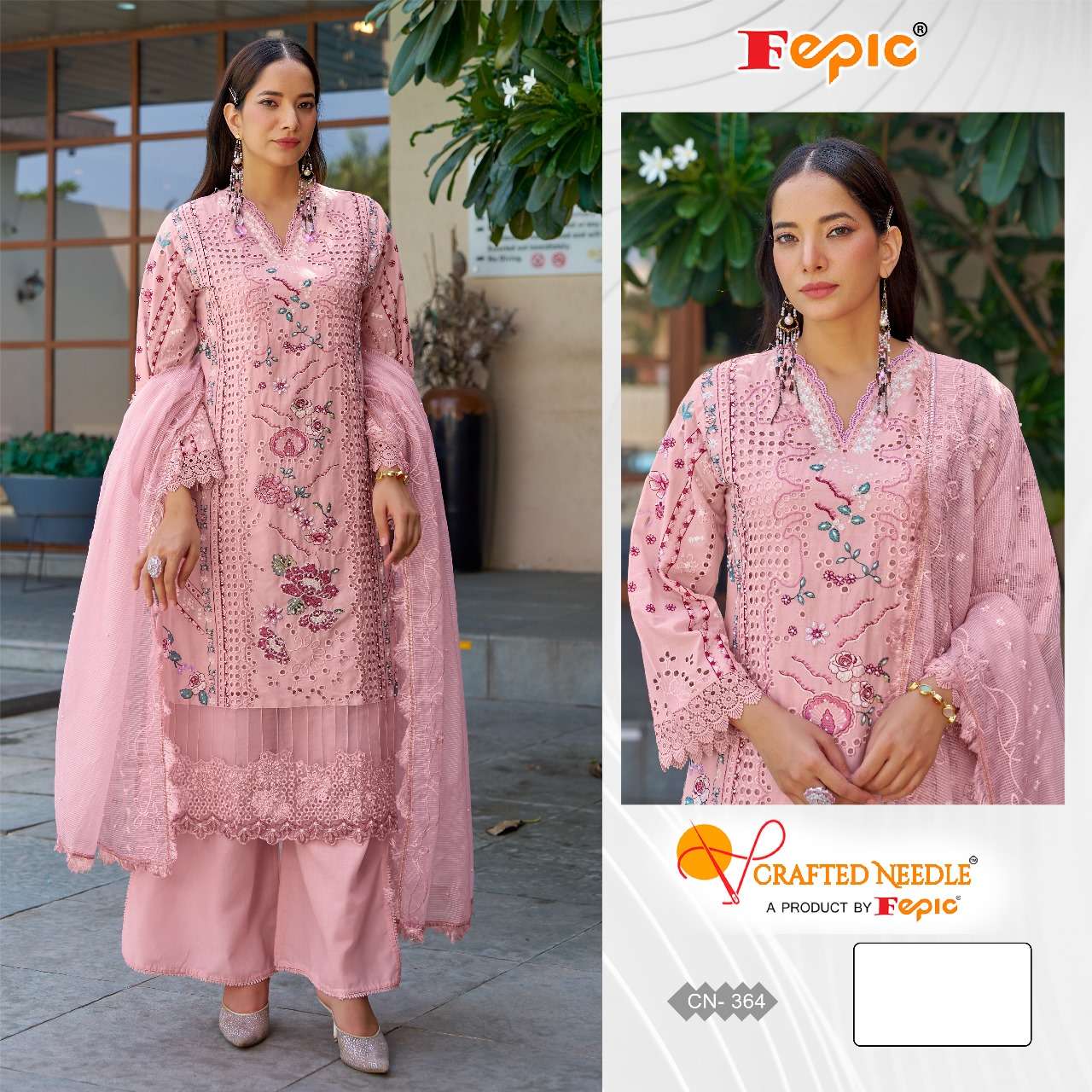 FEPIC CRAFTED NEEDLE CN 364 COTTON BEAUTIFUL EMBROIDERED SUIT