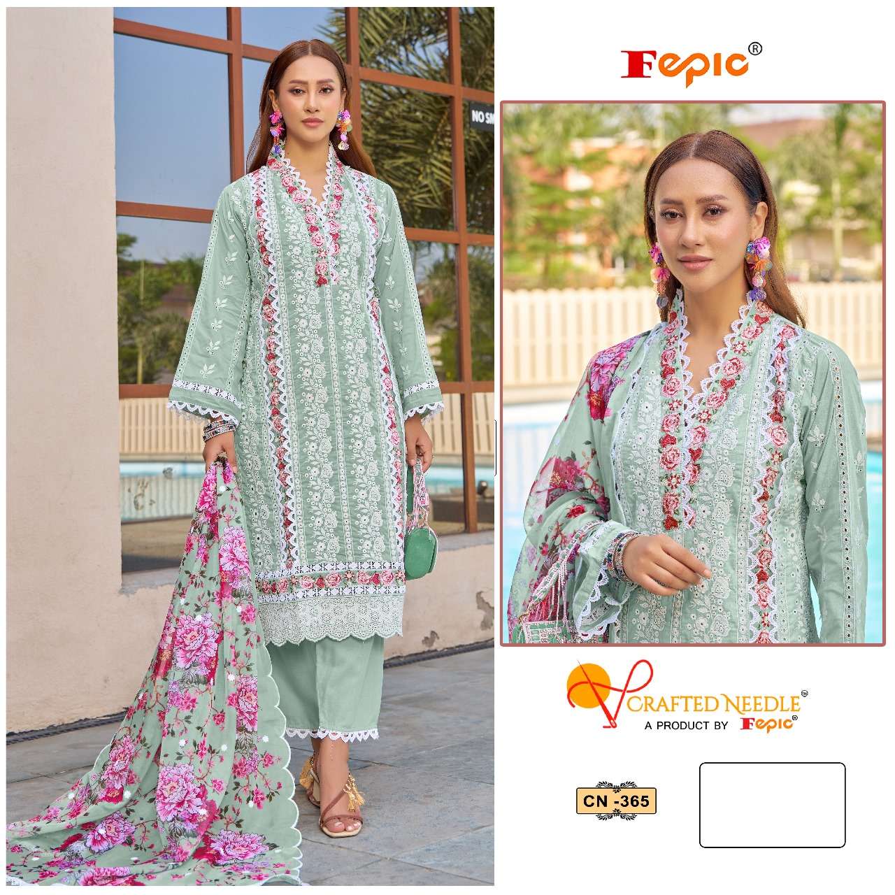FEPIC CRAFTED NEEDLE CN 365 COTTON HEAVY EMBROIDERED SUIT