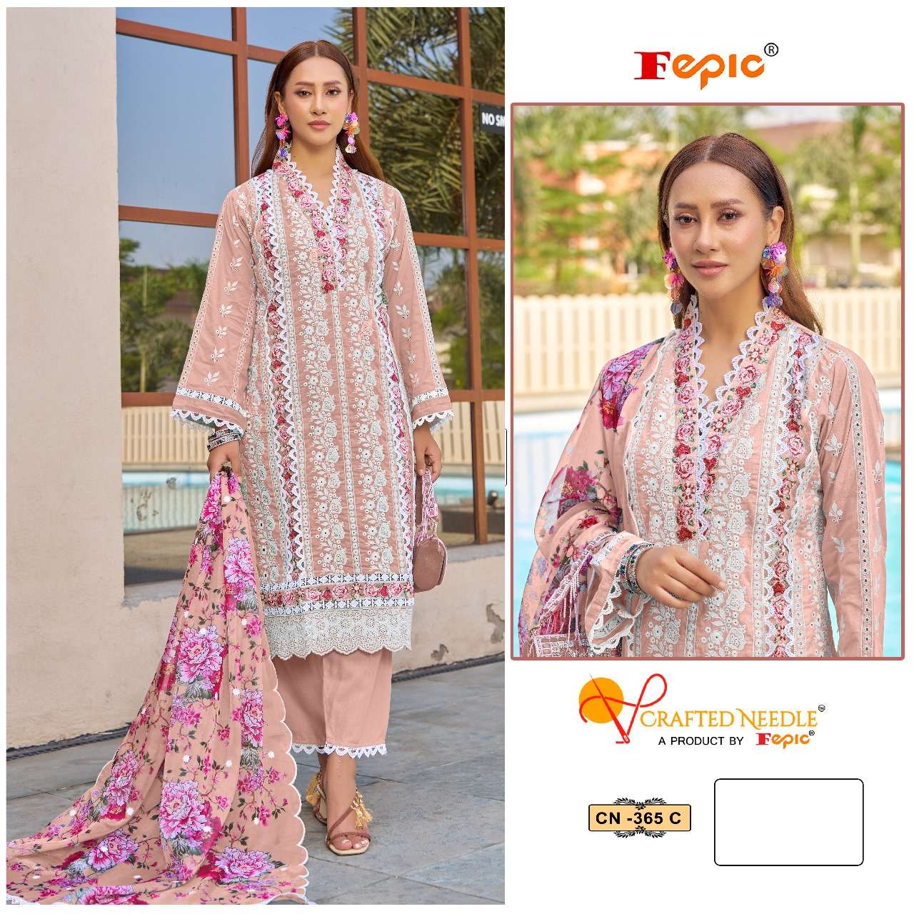 FEPIC CRAFTED NEEDLE CN 365 COTTON HEAVY EMBROIDERED SUIT