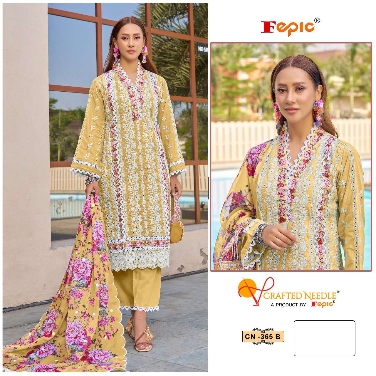 FEPIC CRAFTED NEEDLE CN 365 COTTON HEAVY EMBROIDERED SUIT