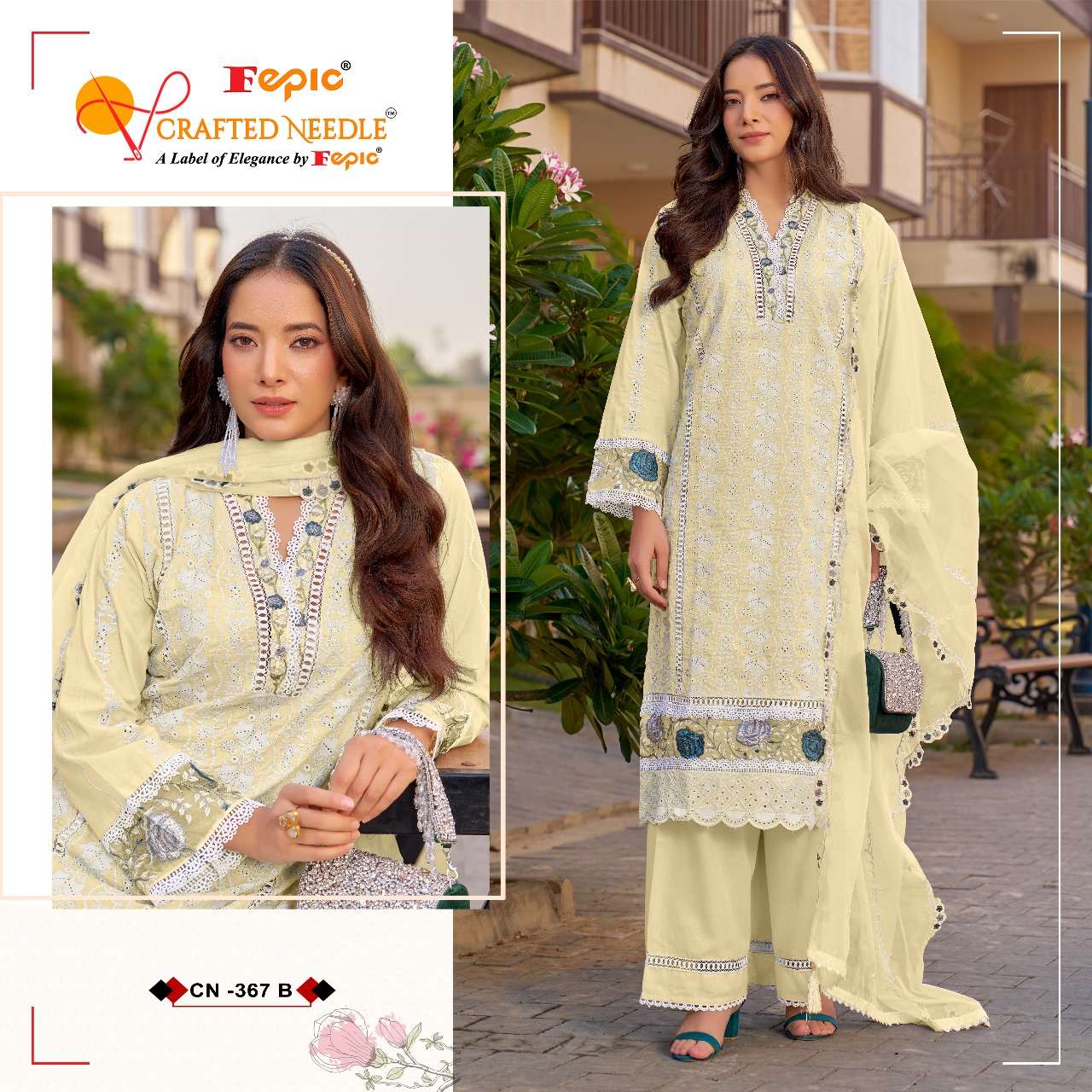 FEPIC CRAFTED NEEDLE CN 367 COTTON BEAUTIFUL EMBROIDERY SUIT