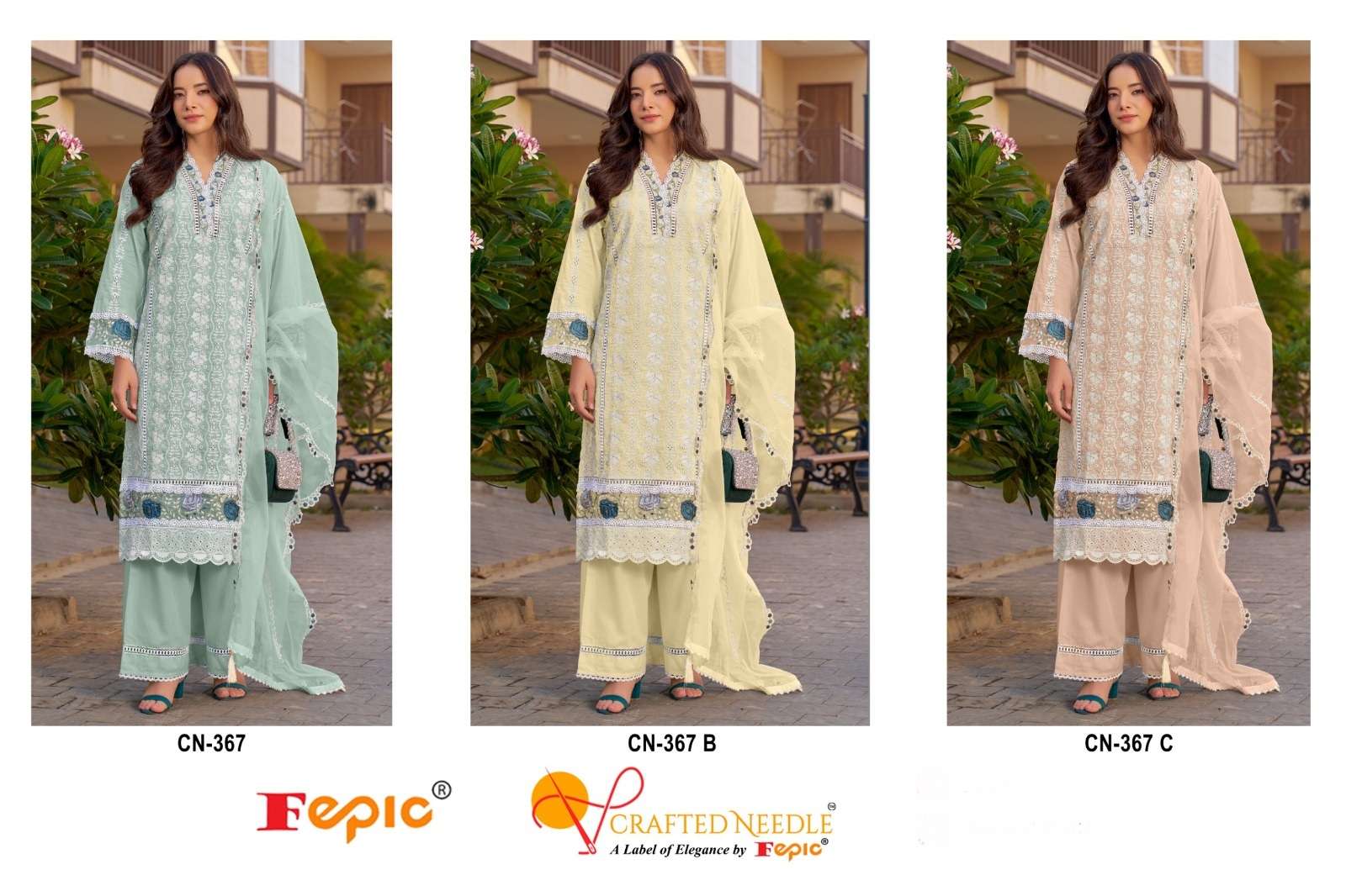 FEPIC CRAFTED NEEDLE CN 367 COTTON BEAUTIFUL EMBROIDERY SUIT
