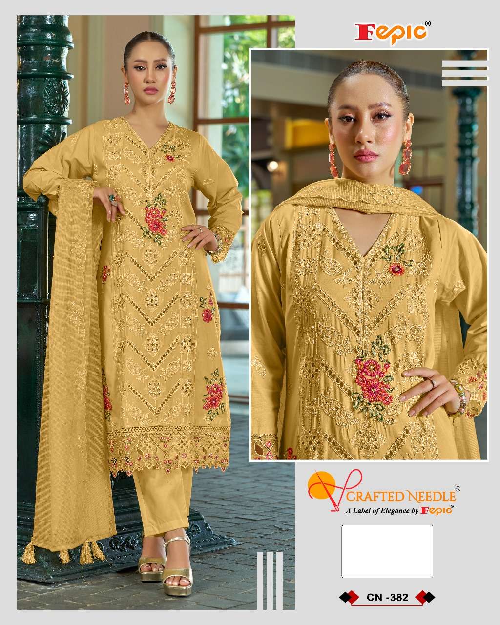 FEPIC CRAFTED NEEDLE CN 382 EMBROIDERED DESIGNER WORK SUIT