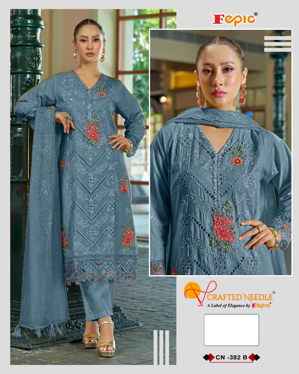 FEPIC CRAFTED NEEDLE CN 382 EMBROIDERED DESIGNER WORK SUIT