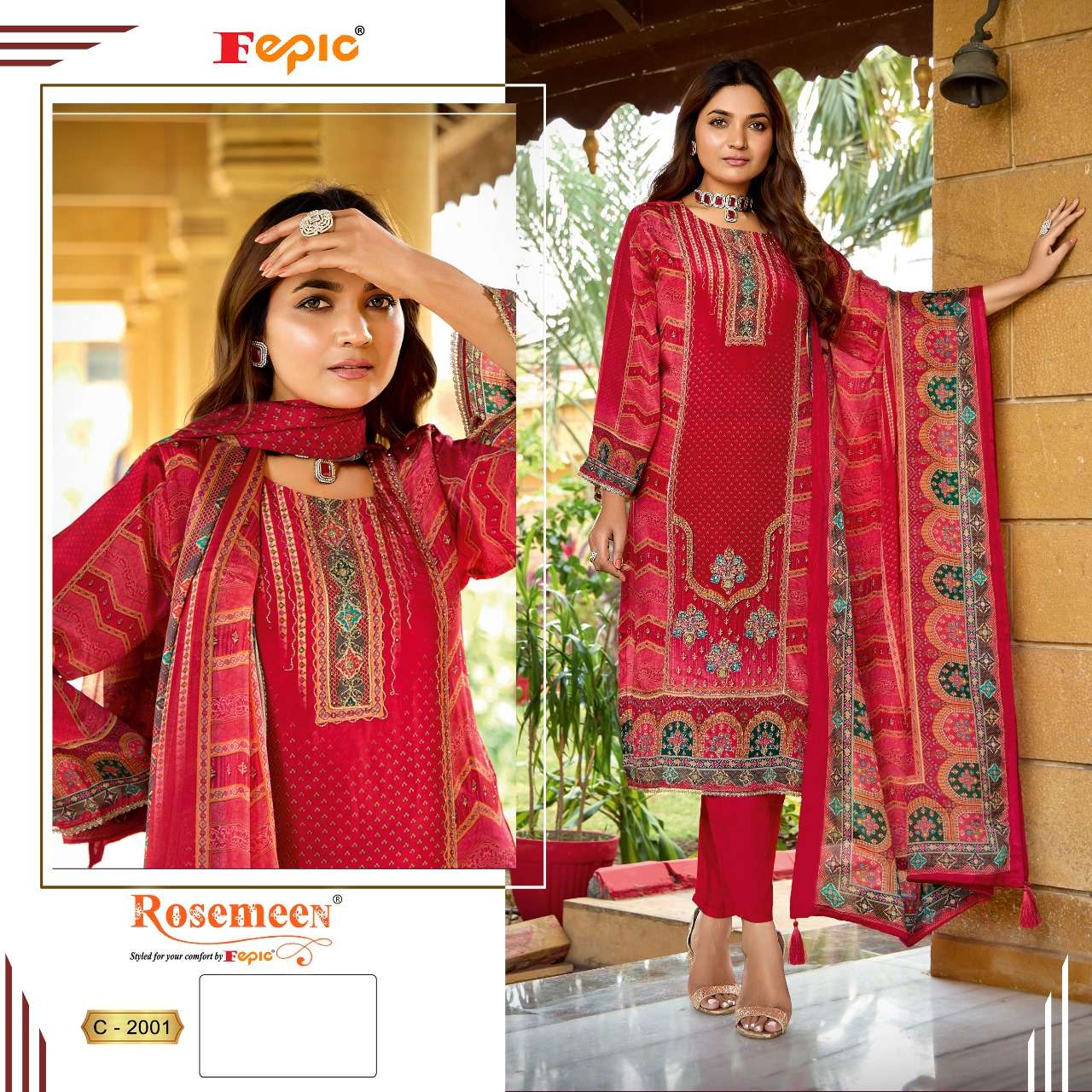  FEPIC ROSEMEEN C 2001 CREPE DIGITAL PRINT WITH EMBROIDERED SUIT