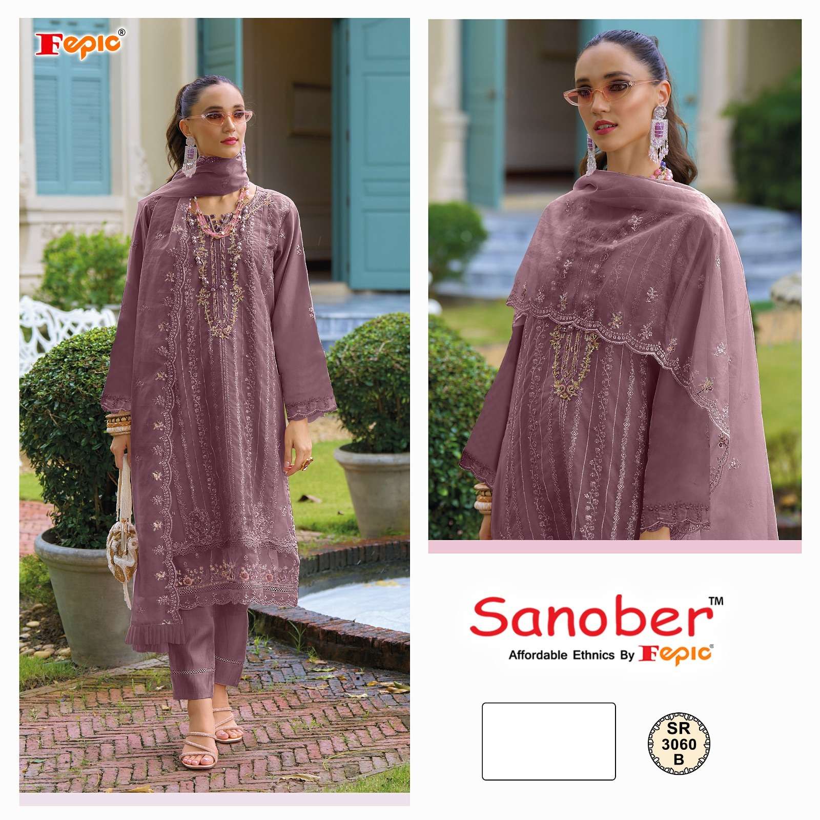 FEPIC SANOBER SR 3060 ORGANZA EMBROIDERED PAKISTANI SUIT
