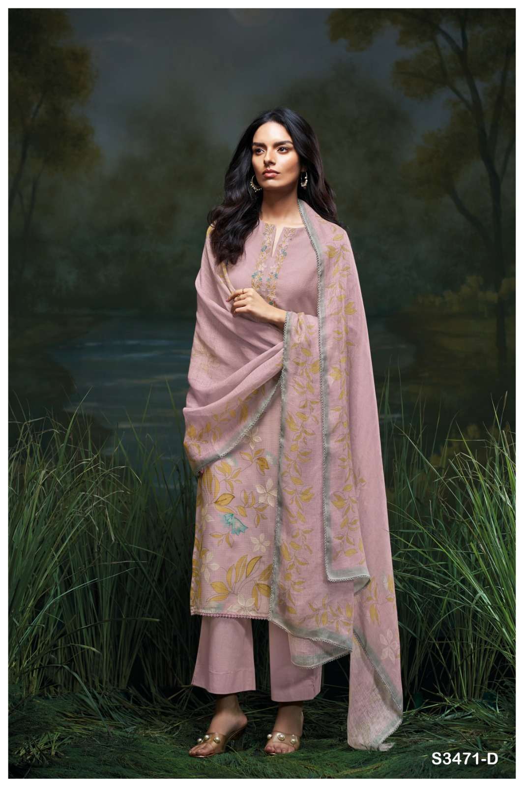 GANGA GENIKA 3471 COTTON PRINTED WITH EMBROIDERY WORK SUIT