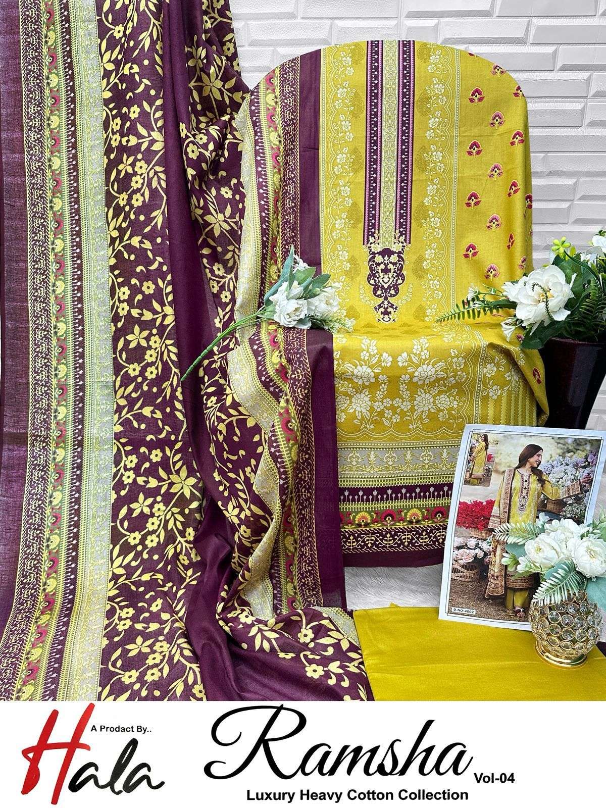 HALA RAMSHA VOL 4 COTTON PRINT SALWAR SUIT