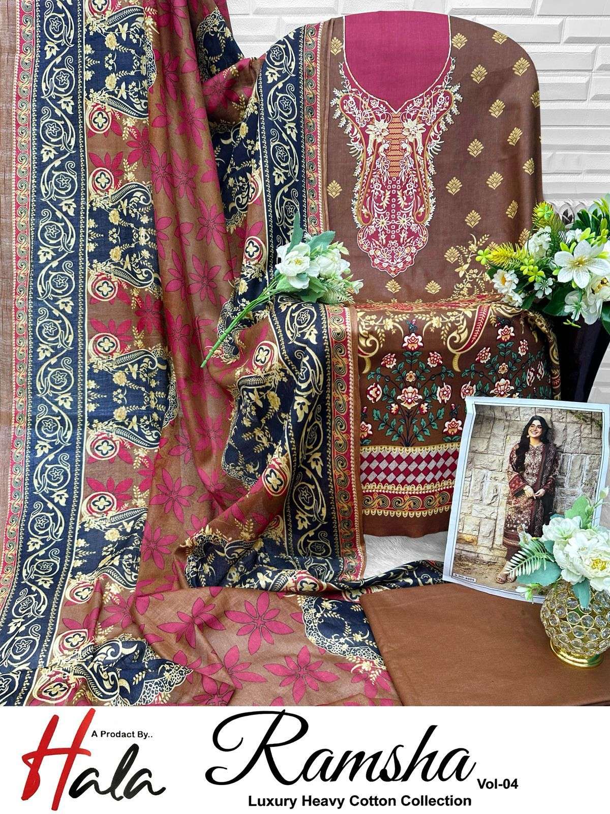 HALA RAMSHA VOL 4 COTTON PRINT SALWAR SUIT