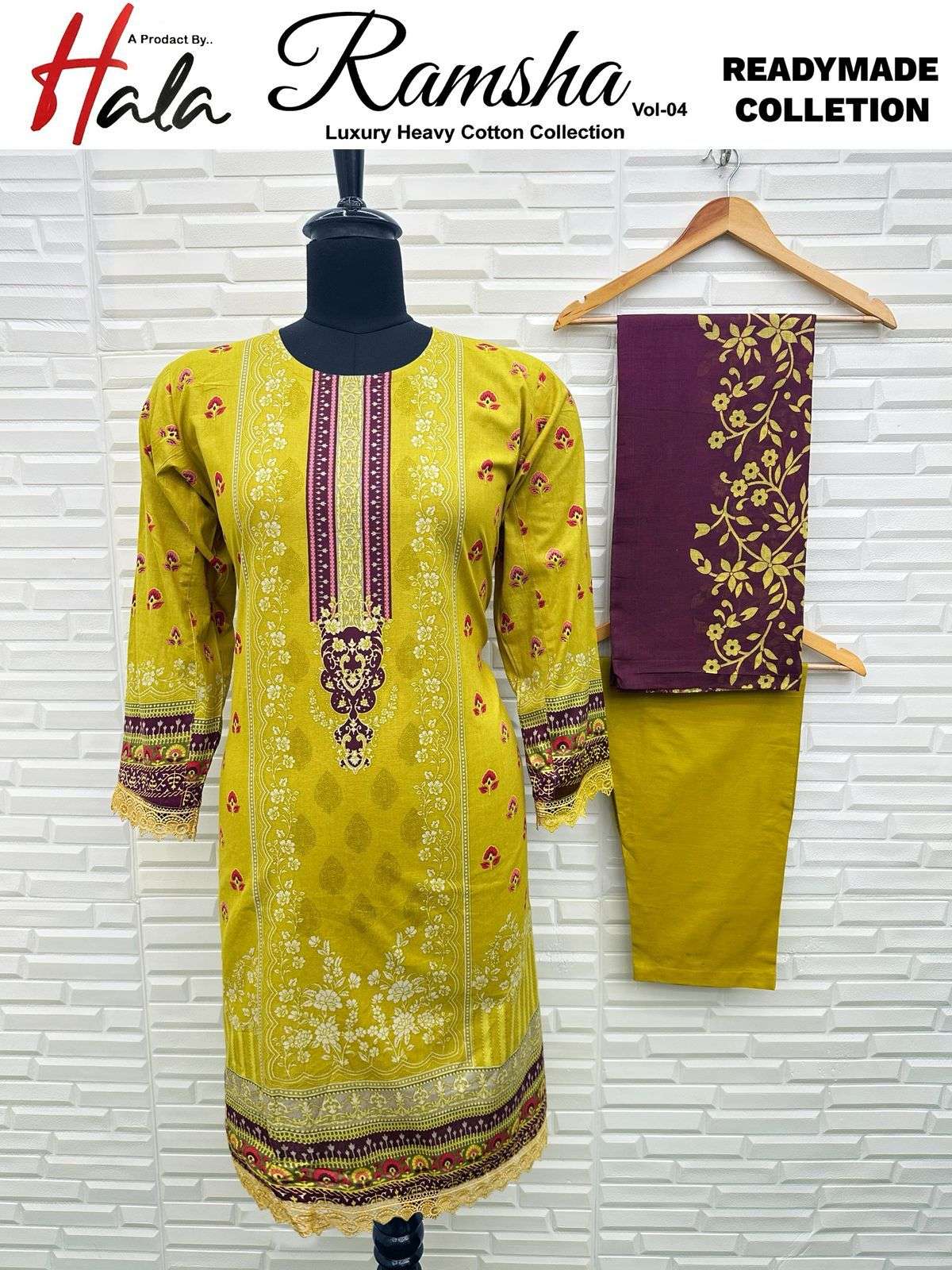 HALA RAMSHA VOL 4 READY MADE COLLECTION LAWN COTTON SUIT