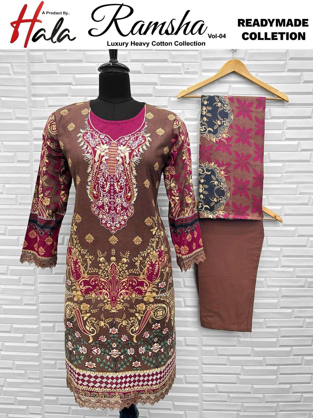 HALA RAMSHA VOL 4 READY MADE COLLECTION LAWN COTTON SUIT