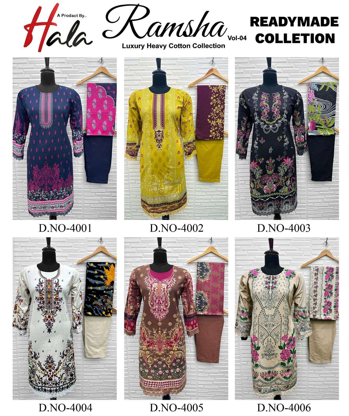 HALA RAMSHA VOL 4 READY MADE COLLECTION LAWN COTTON SUIT