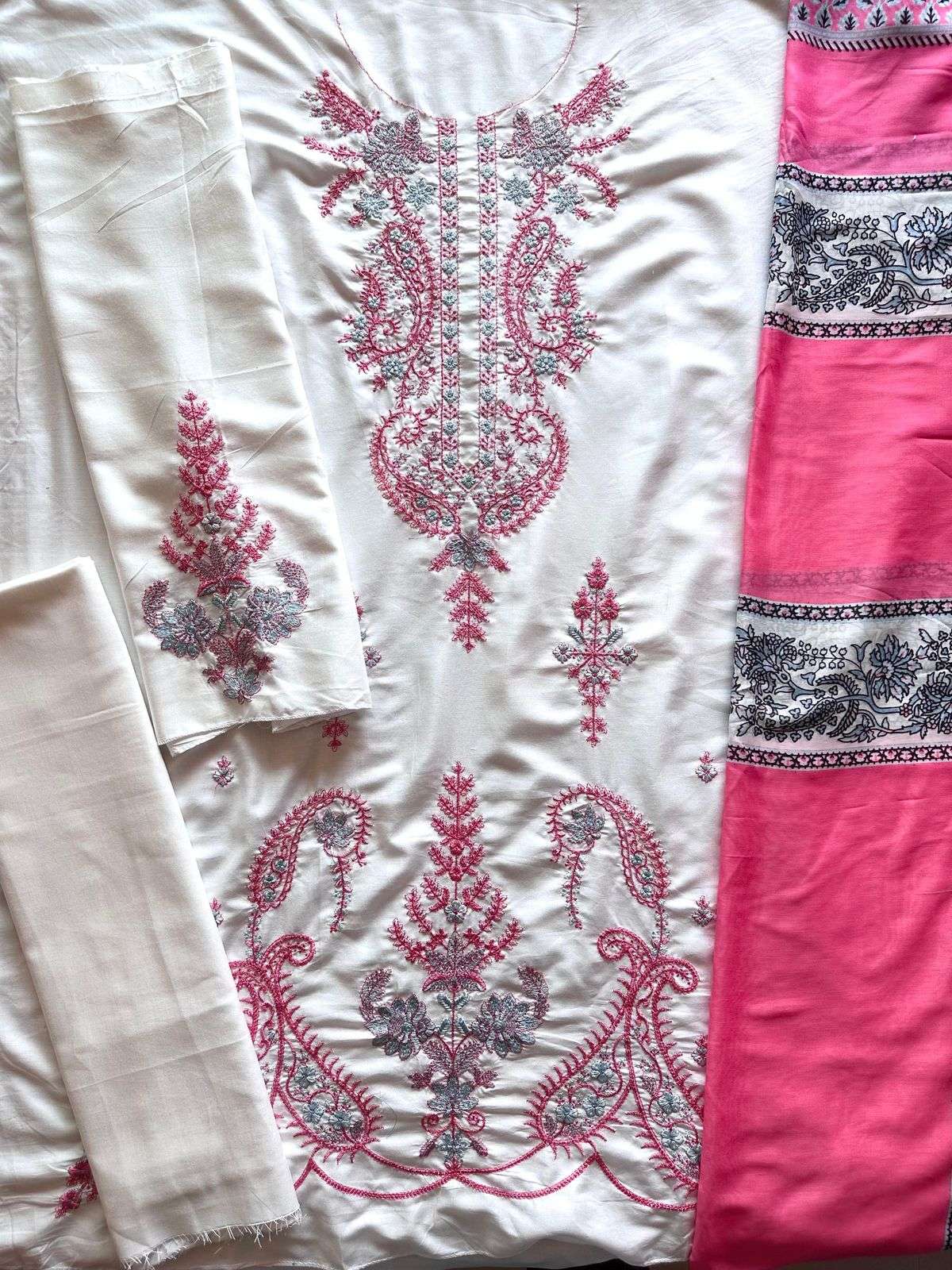 HAZEEL DESIGN NO - 038 E RAYON WITH COTTON THREAD EMBROIDERED SEQUENCE WORK PAKISTANI SALWAR SUIT