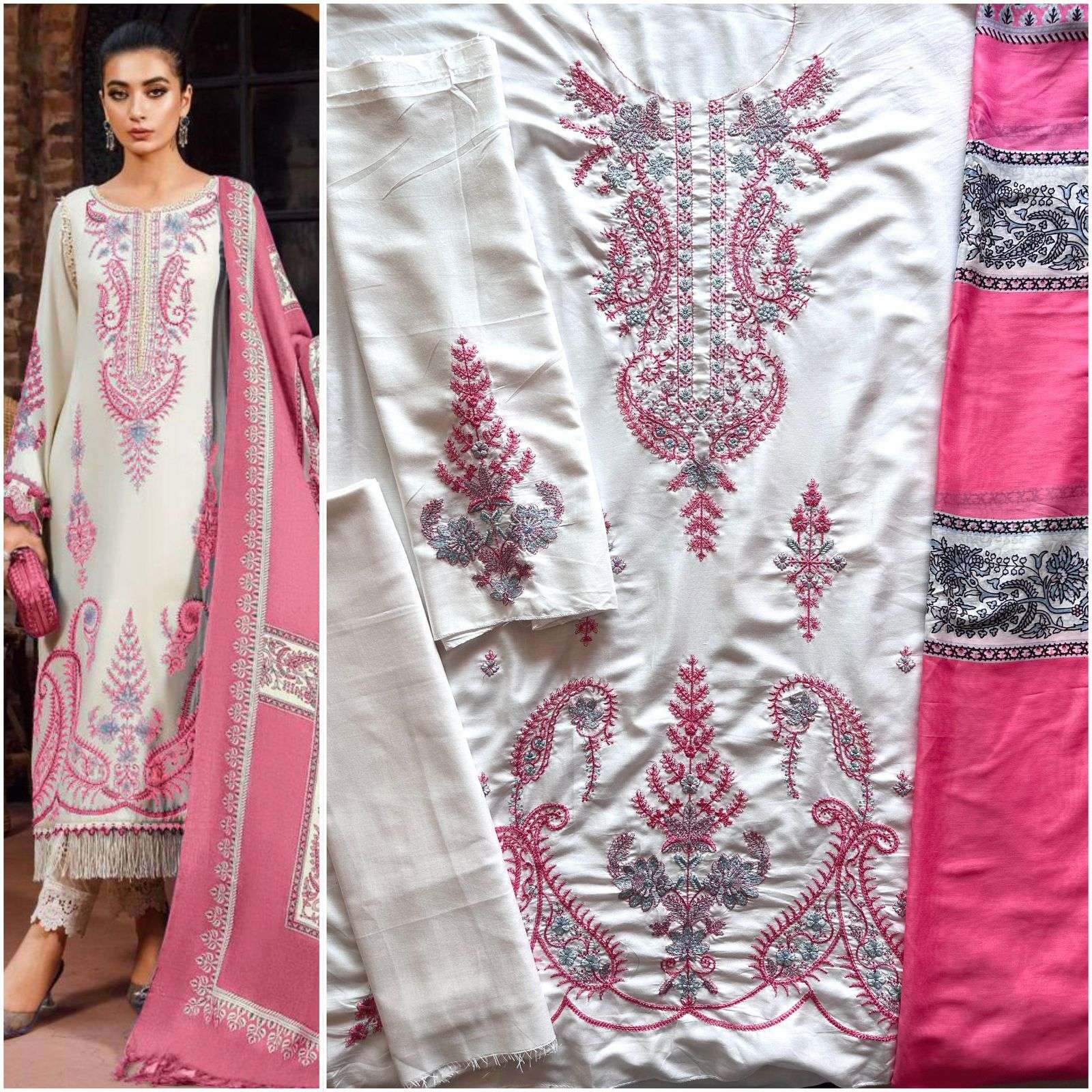 HAZEEL DESIGN NO - 038 E RAYON WITH COTTON THREAD EMBROIDERED SEQUENCE WORK PAKISTANI SALWAR SUIT