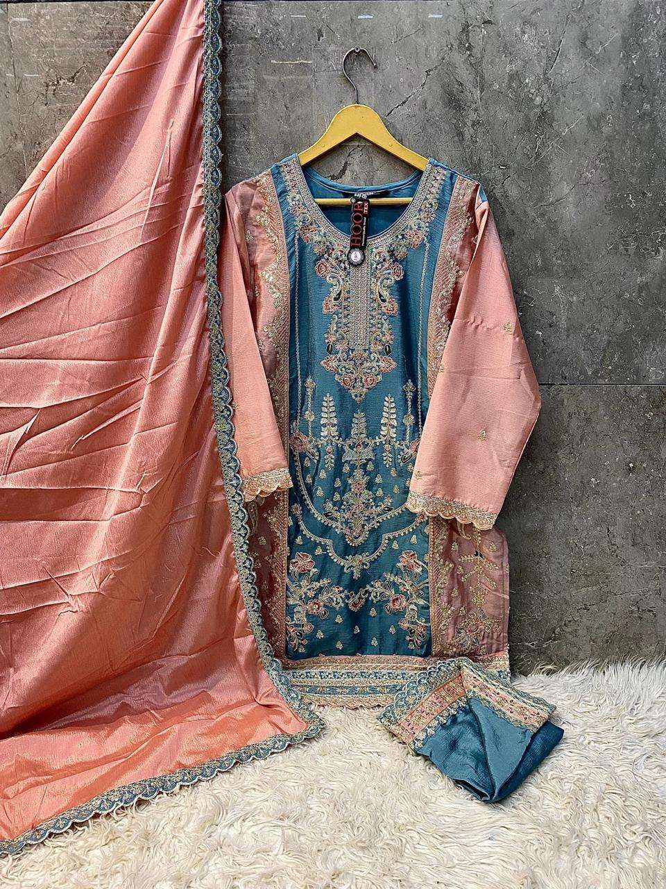 HOOR TEX HF 118 HEAVY EMBROIDERY DESIGNER READY MADE PAKISTANI SUIT