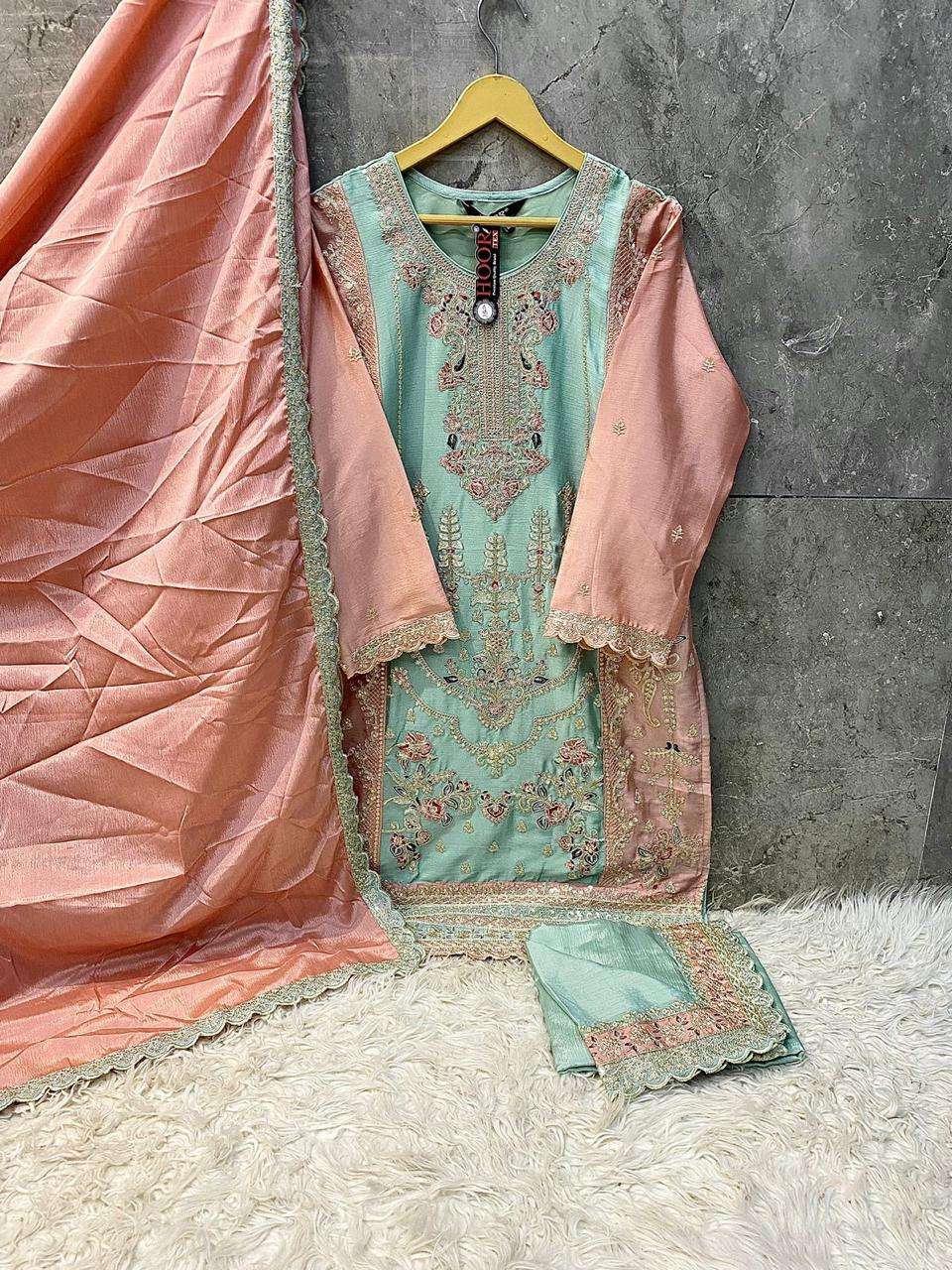 HOOR TEX HF 118 HEAVY EMBROIDERY DESIGNER READY MADE PAKISTANI SUIT