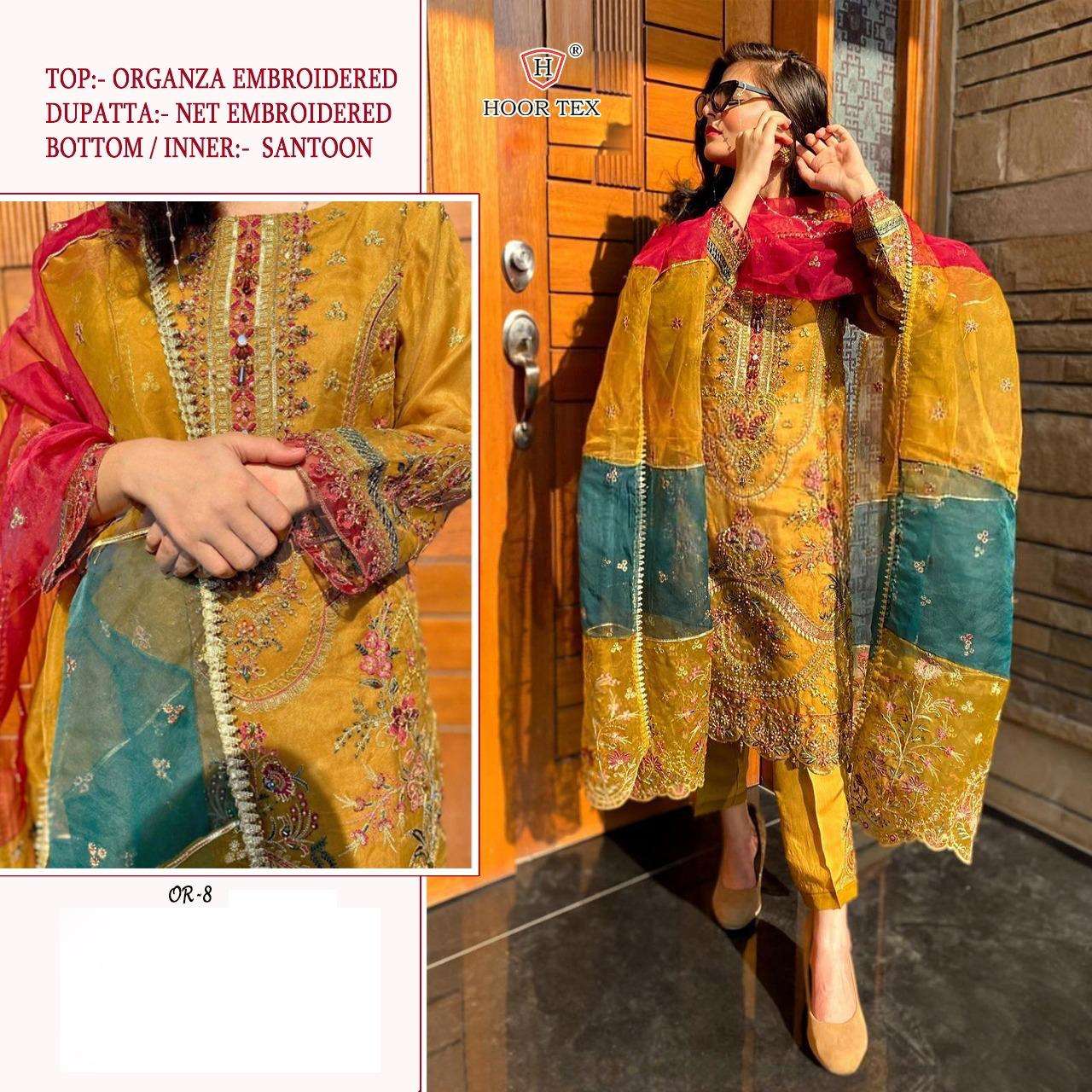 HOOR TEX OR 8 ORGANZA FANCY EMBROIDERY DESIGNER WORK SUIT